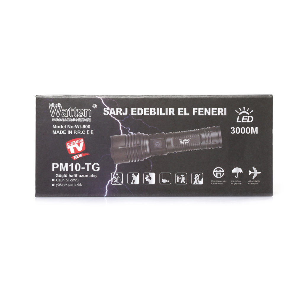 Evimdeyokyok 3000 Lümen  Güçlü El Feneri Watton Wt-600 Tdrtr