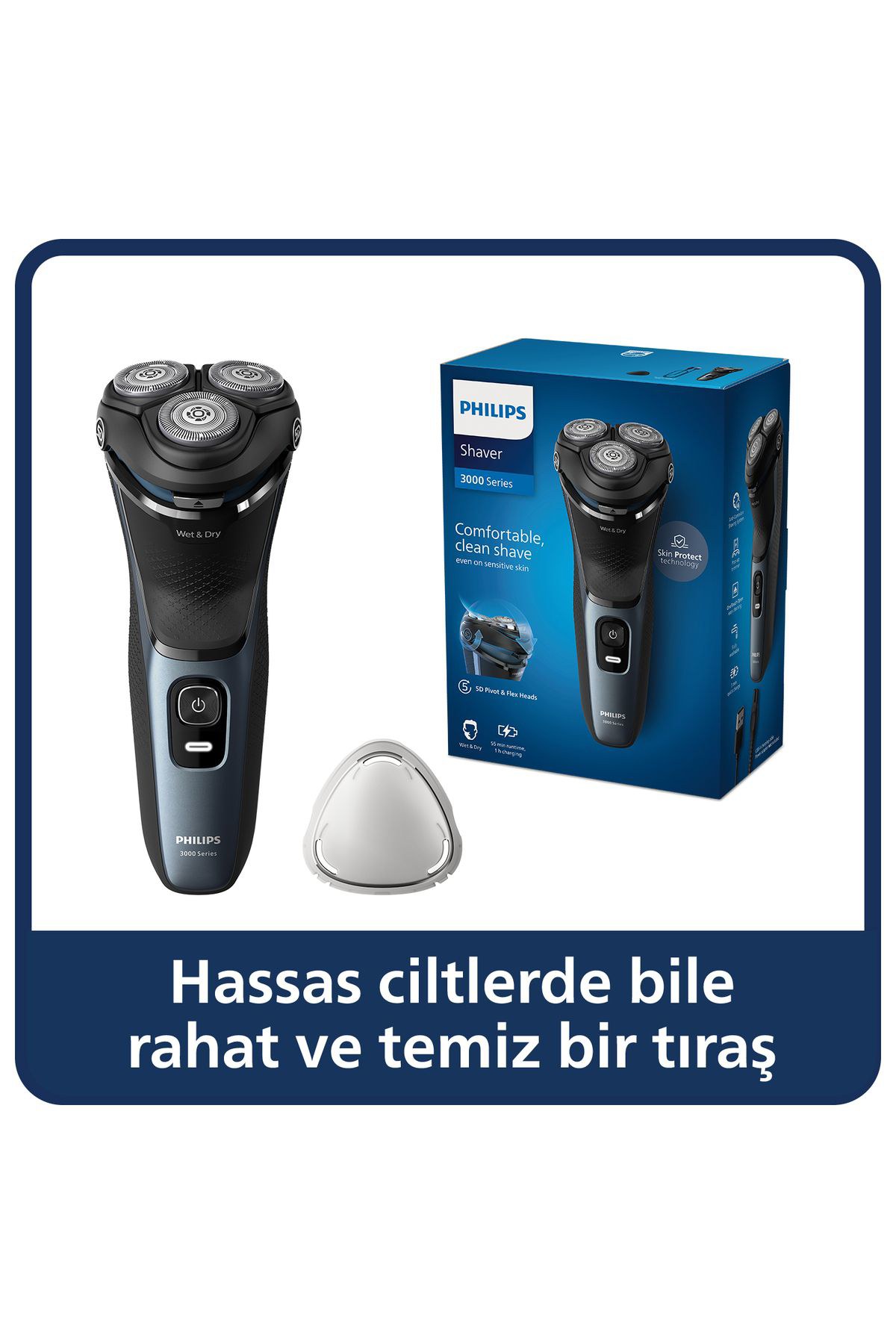 Philips 3000 Serisi Tiraş Makinesi S3144/00,Sinekkaydi Tiraş,İslak Ve Kur