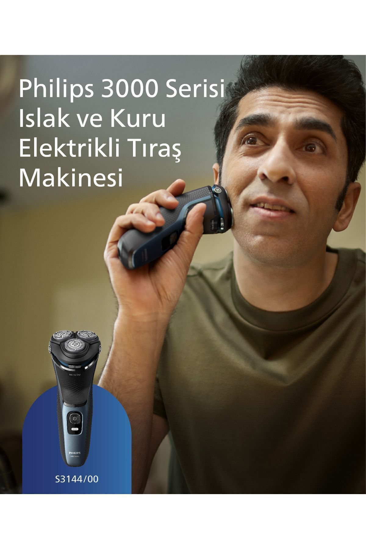 Philips 3000 Serisi Tiraş Makinesi S3144/00,Sinekkaydi Tiraş,İslak Ve Kur