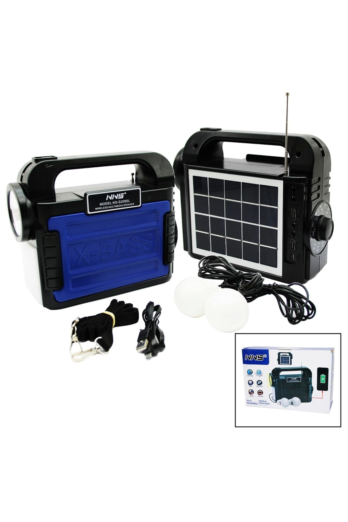 Go İthalat 3İn1 - Solar 2İn1 El Feneri - Radyo - Mp3 Bluetooth - Usb/ Tf Por