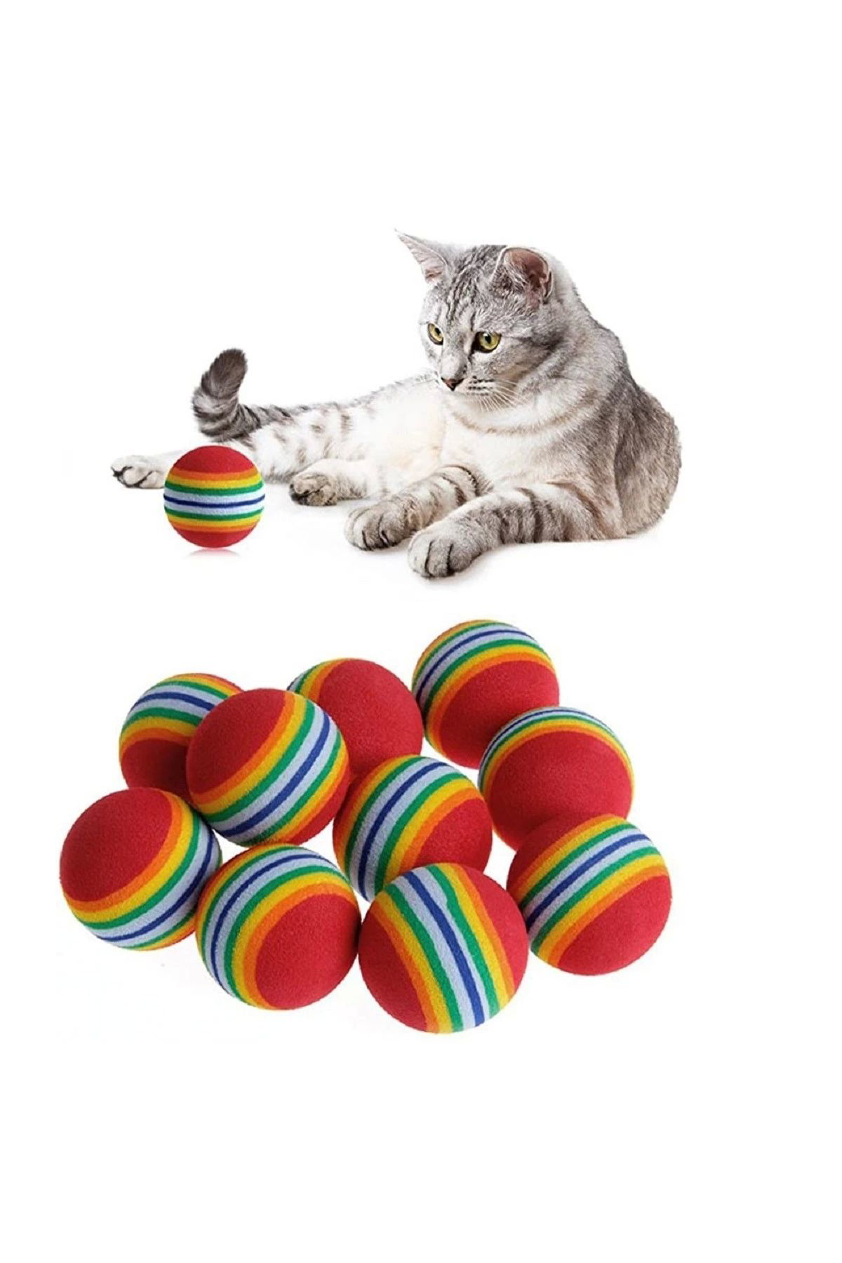 Asonic 3Lü Gökkuşaği Sünger Kedi Köpek Çiğneme Oyun Topu 42 Cm (4767)