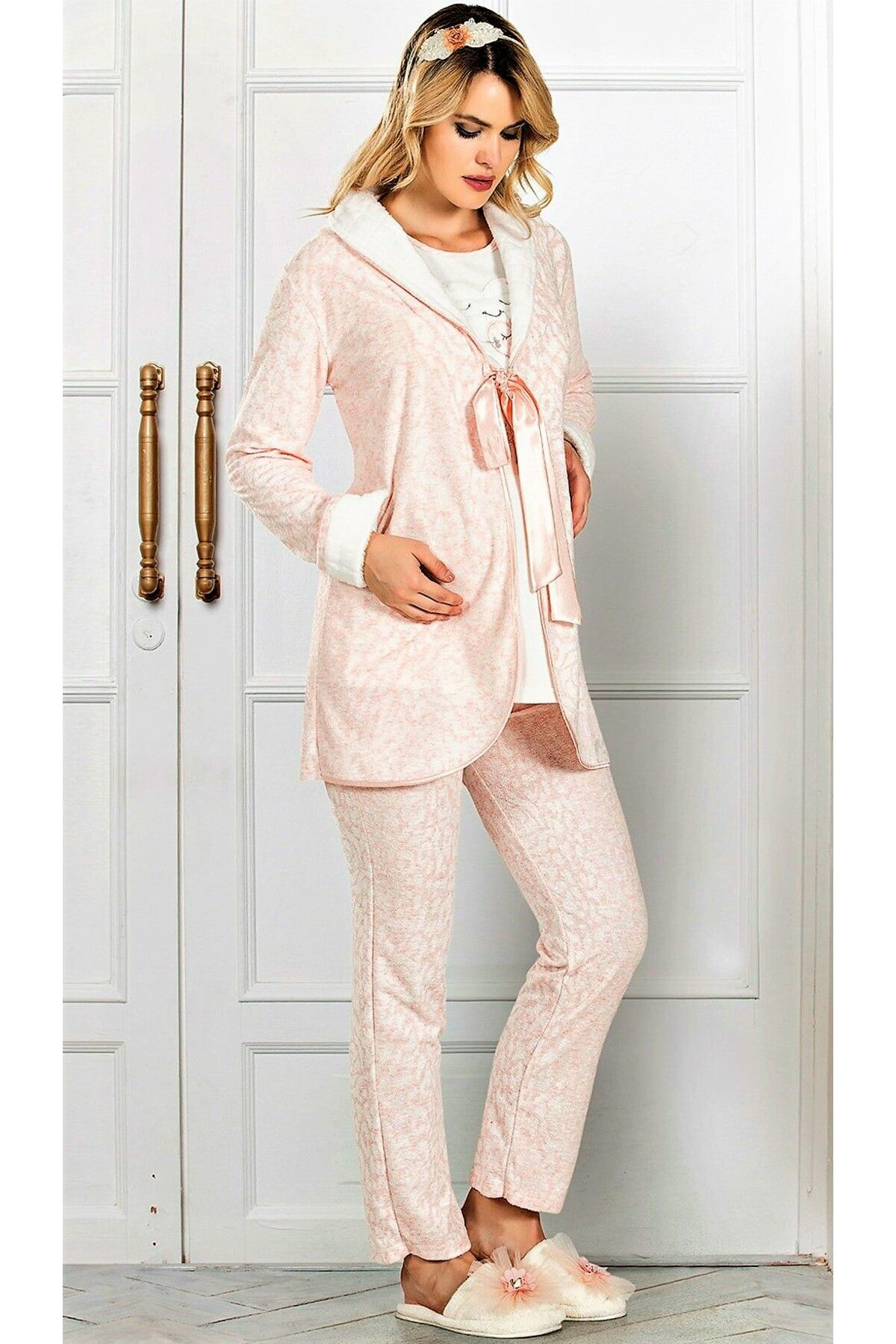Flz Pijama 3'Lü Hamile Pijama Takimi Gri Flz