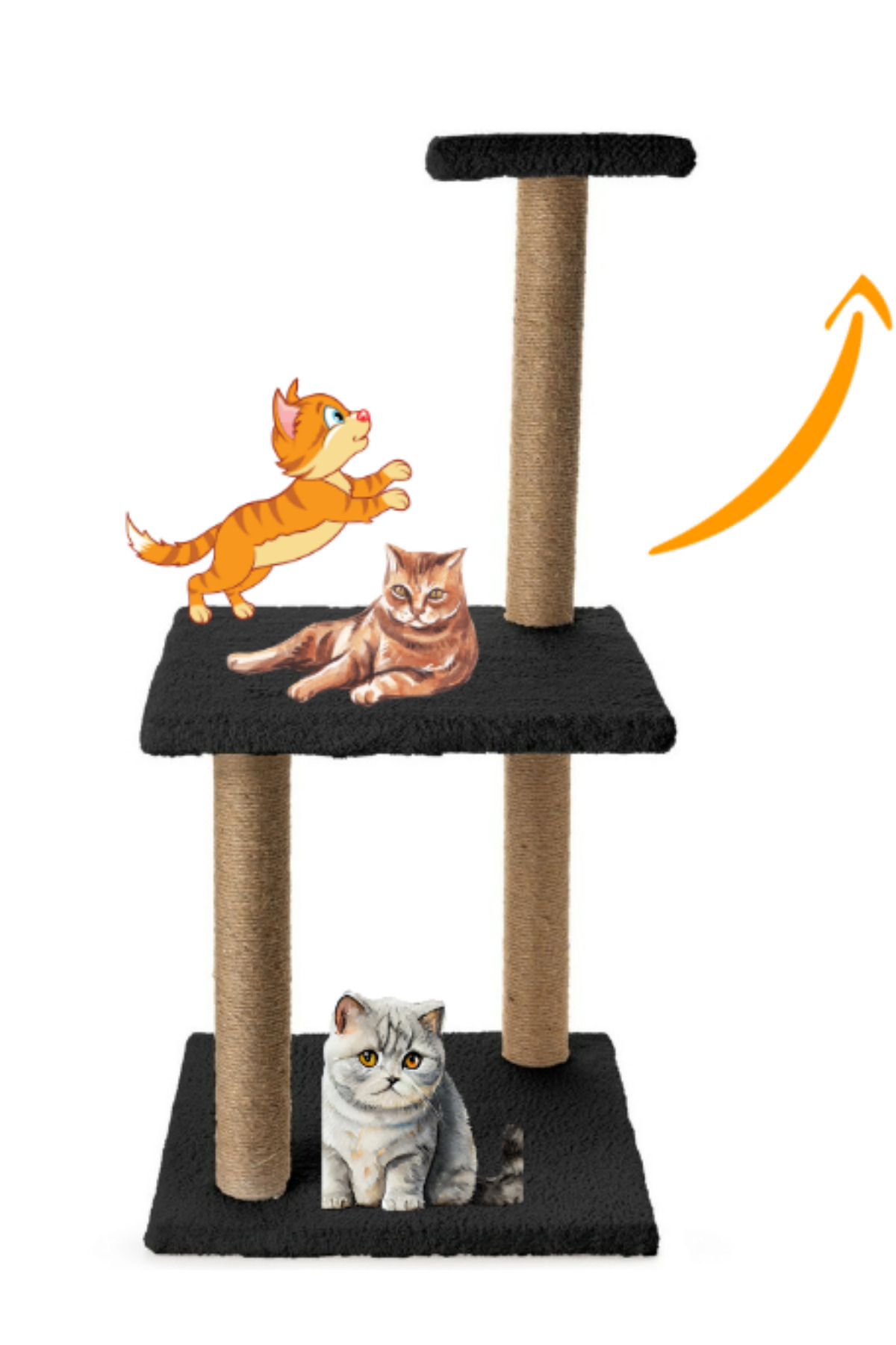 Beylini 3Lü Kedi Tirmalama Tahtasi Peluş Kumaş Demonte 84 Cm Yükseklik 3
