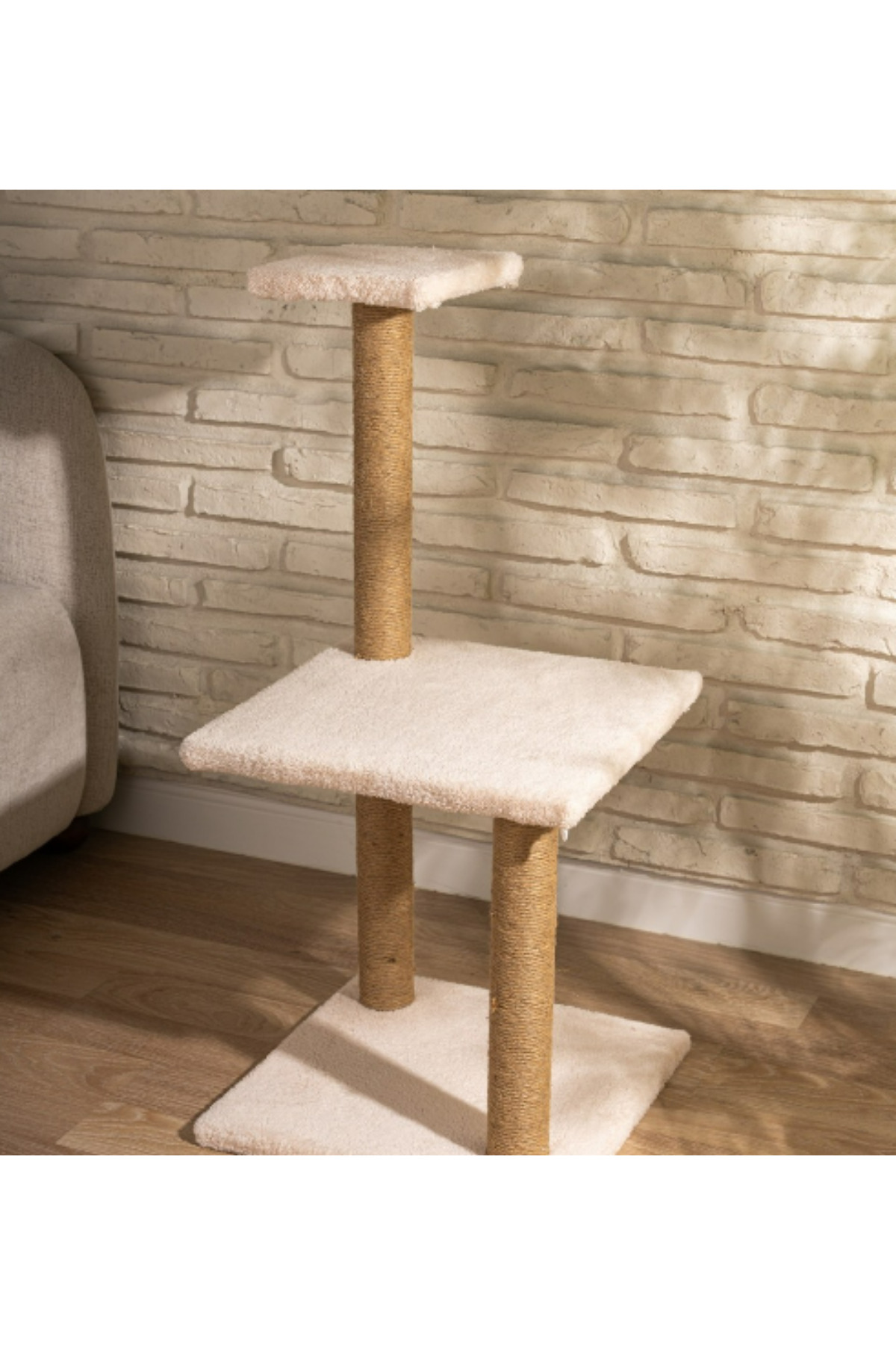 Beylini 3Lü Kedi Tirmalama Tahtasi Peluş Kumaş Demonte 84 Cm Yükseklik 3