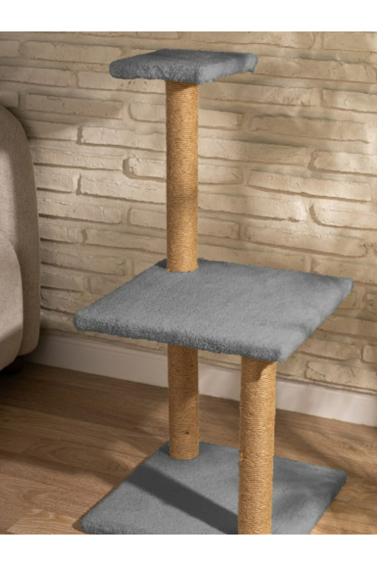 Beylini 3Lü Kedi Tirmalama Tahtasi Peluş Kumaş Demonte 84 Cm Yükseklik 3
