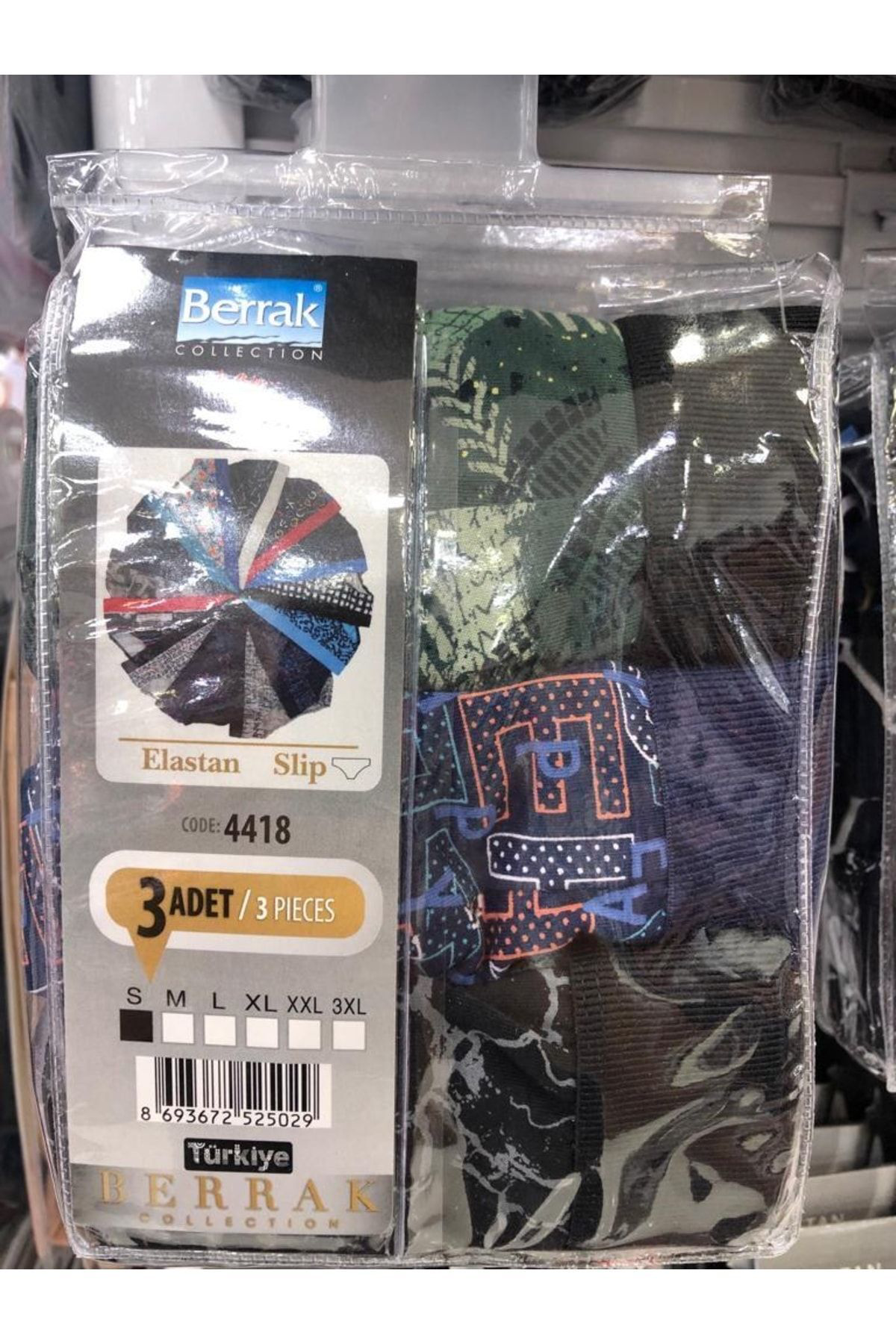 Berrak İç Giyim 3'Lü Paket Erkek Likrali Slip Külot 4418-1