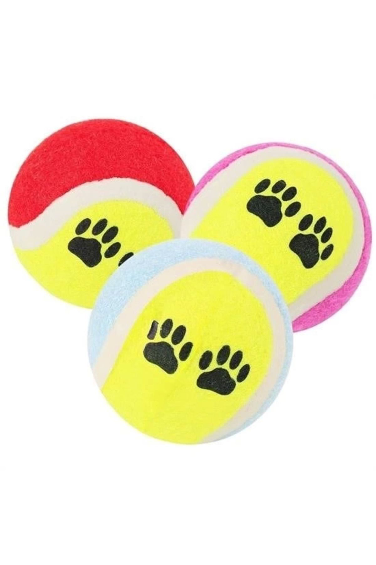 Yusuftex 3Lü Renkli Desenli Tenis Topu Kedi Köpek Oyuncaği