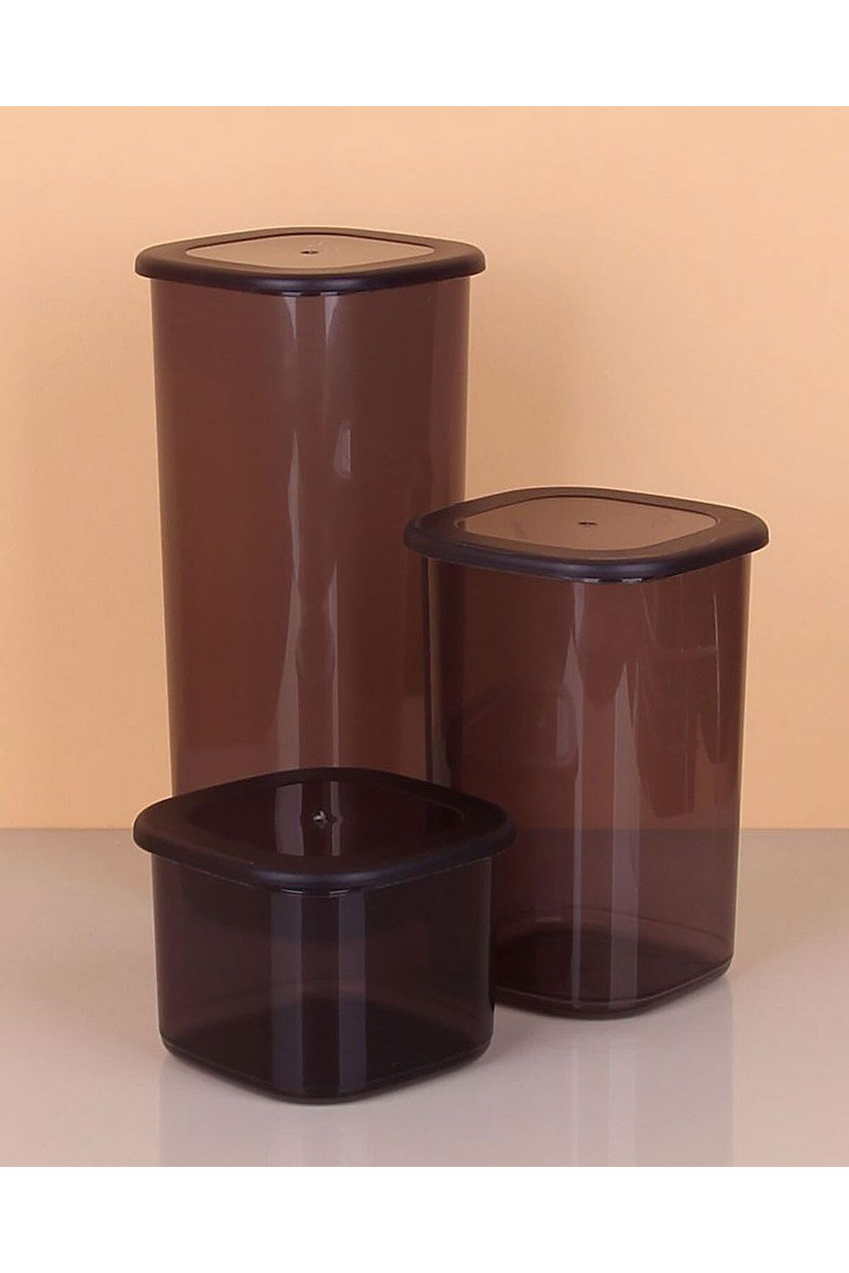 Ruby Boutique 3Lü Saklama Kabi - 1750-1200-550Ml Koyu Şeffaf