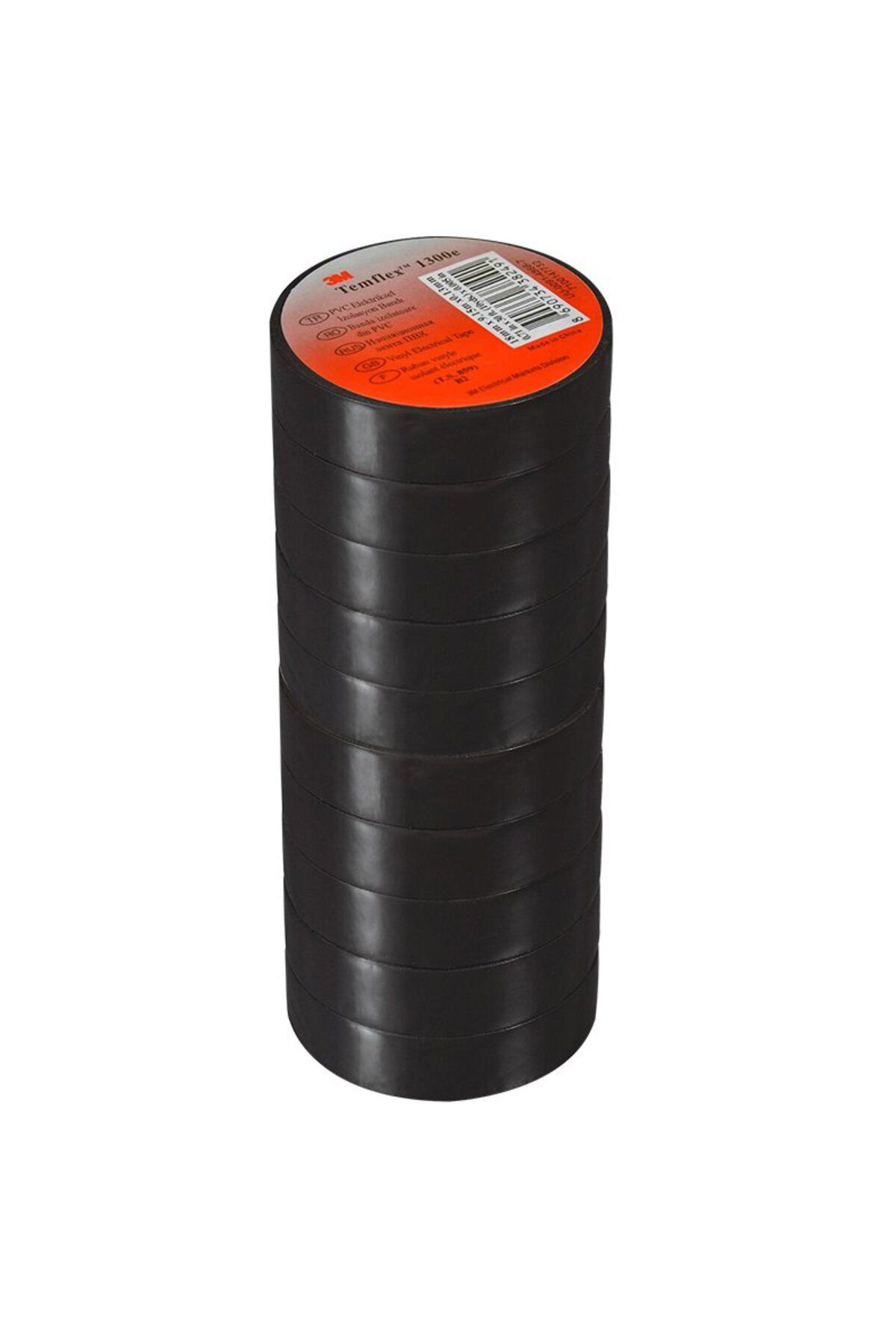 Ok Aksesuar 3M Temflex 1300E Pvc İzole Bant Siyah 10Luk Paket 0.13Mm X 19Mm X