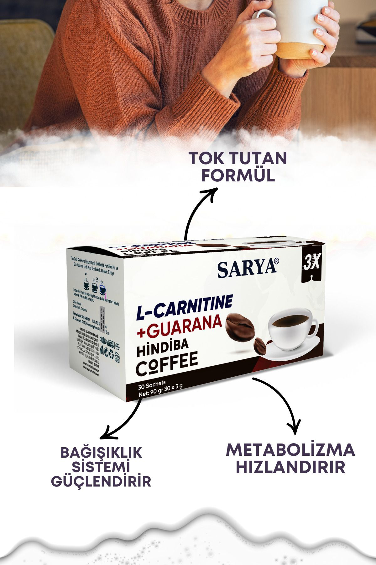 Sarya 3X Form L-Carnitine, Guarana Ve Hindiba Şase Coffee