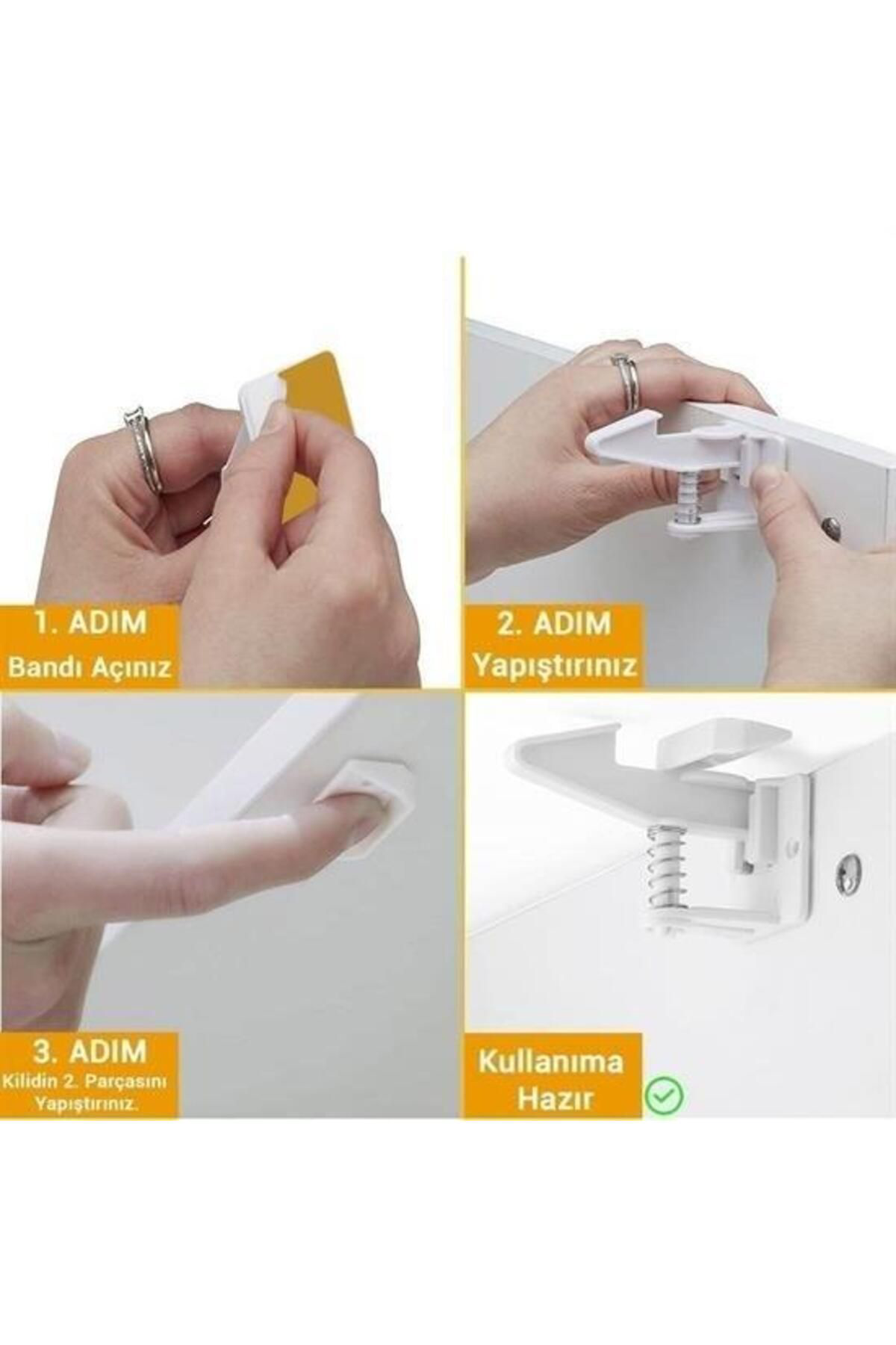 K&A 4 Adet - Bebek Çocuk Güvenliği Korumali Yapişkan Çekmece Ve Dolap