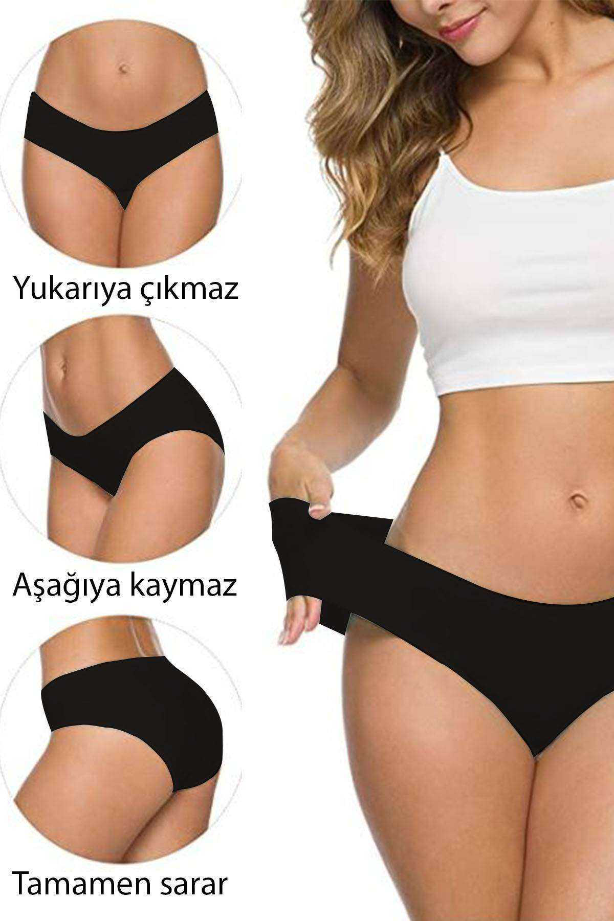 Just Cheap Store 4 Adet Kadin Dikişsiz Lazer Kesim Esnek İz Yapmayan Külot S1