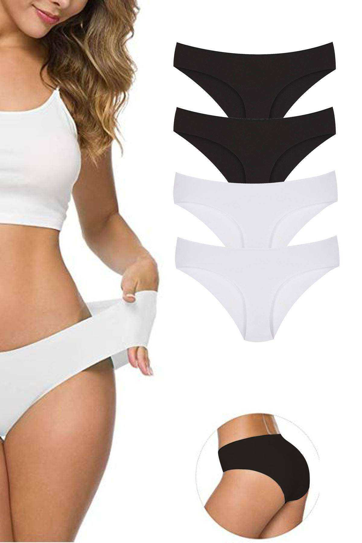 Just Cheap Store 4 Adet Kadin Dikişsiz Lazer Kesim Esnek İz Yapmayan Külot S1