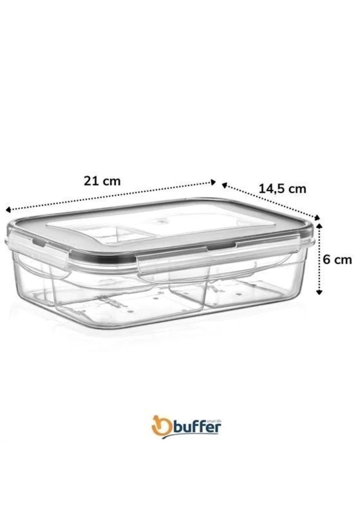 Yusuftex 4 Bölmeli Sizdirmaz Contali Kilitli Kapakli 1 Litre Erzak Saklama