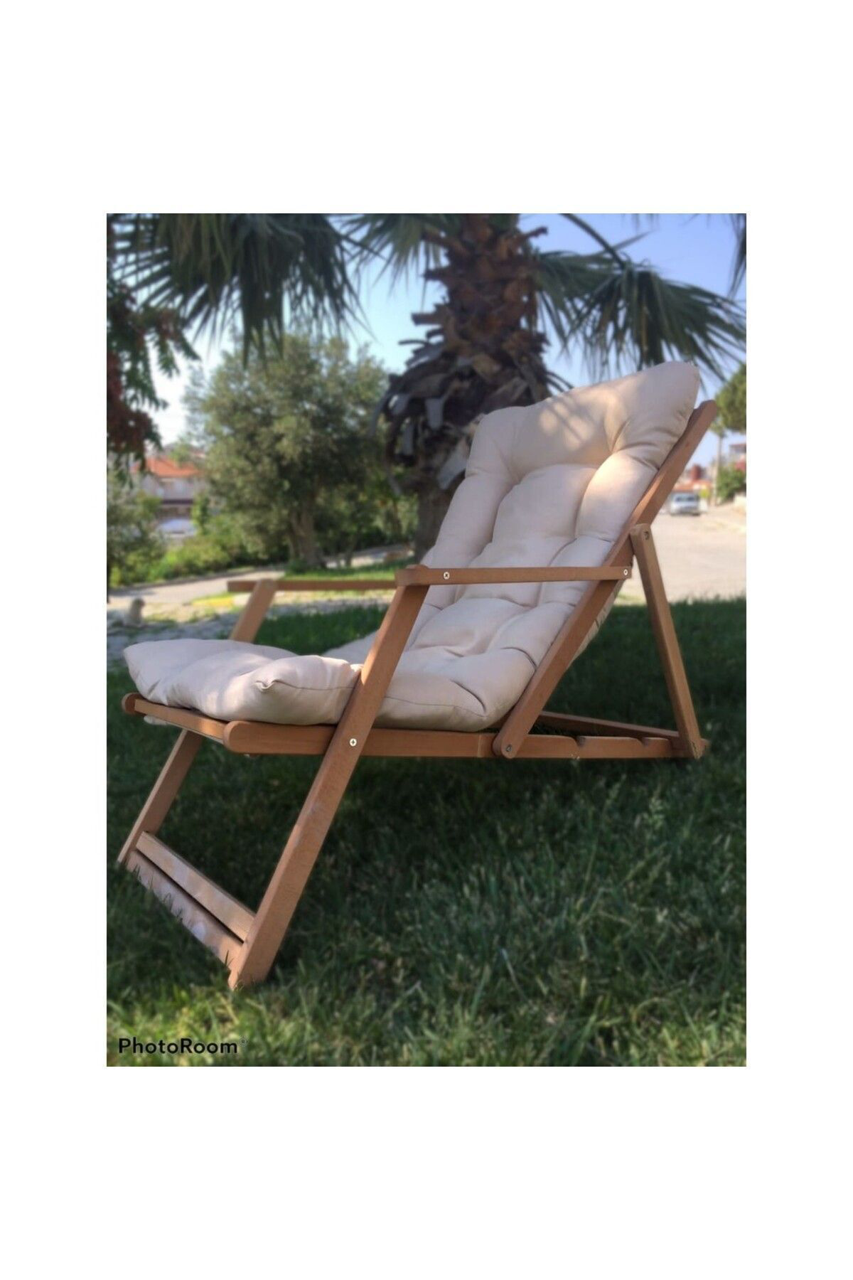 Woodenka 4 Kademeli Şezlong - Bahçe Balkon Teras - Ahşap Katlanir - Kademe
