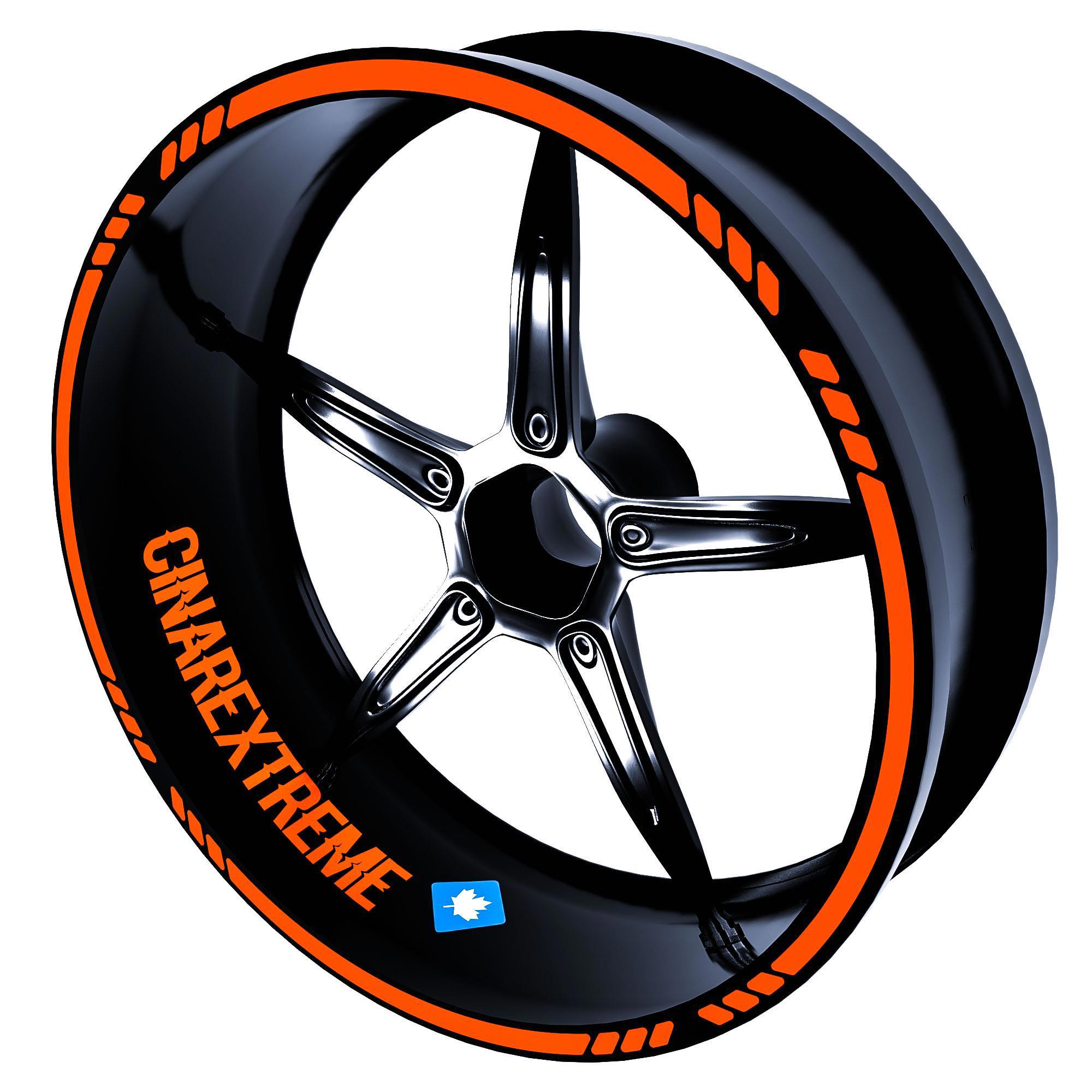 Çinar Extreme 4 Parçali Kesikli Tasarimli Alev Turuncusu Jant Şeridi Sticker Çi