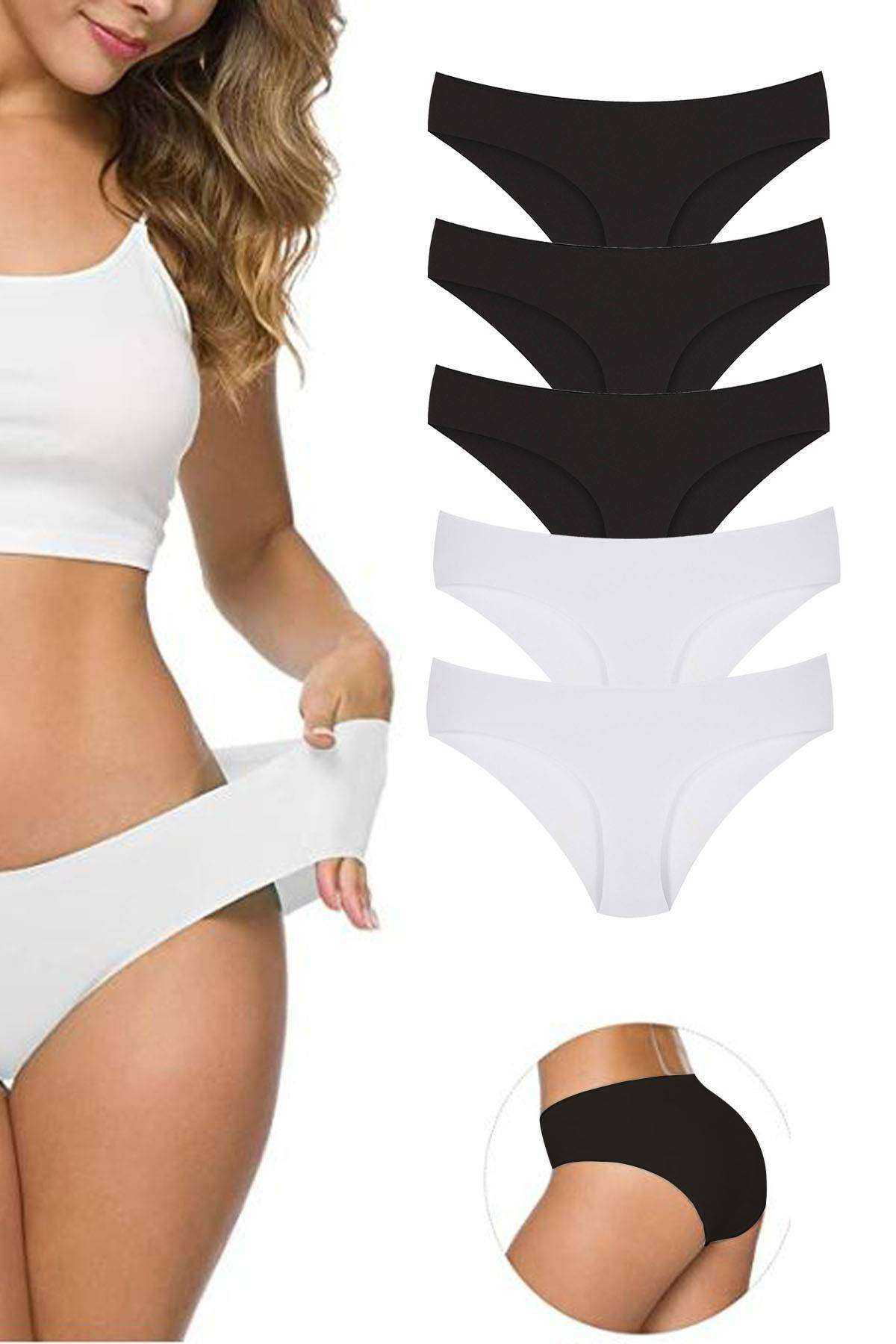 Just Cheap Store 5 Adet Kadin Dikişsiz Lazer Kesim Esnek İz Yapmayan Külot S1