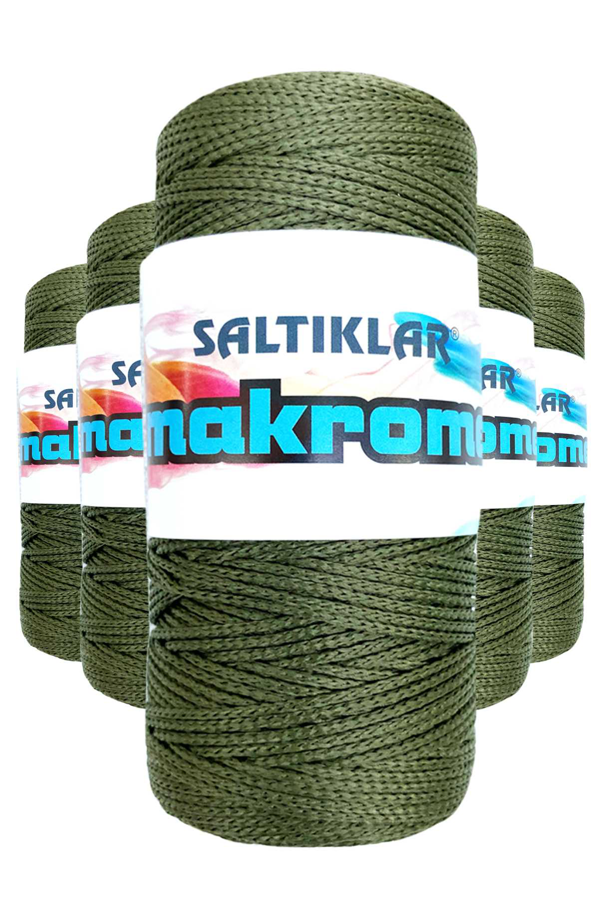 Just Cheap Store 5 Adet Polyester Makrome İpi 2860 Haki Yeşil 100 Gr