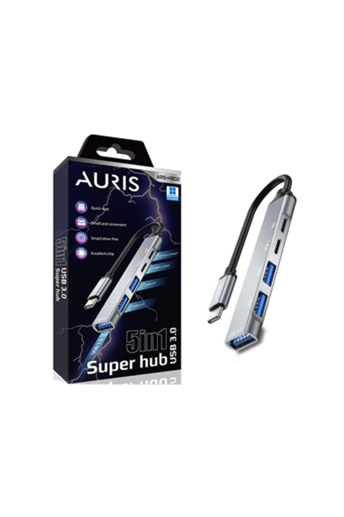 Auris 5-İn-1 Usb-C Super Hub Usb 3.0 - Hizli Ve Çok Yönlü Çözüm