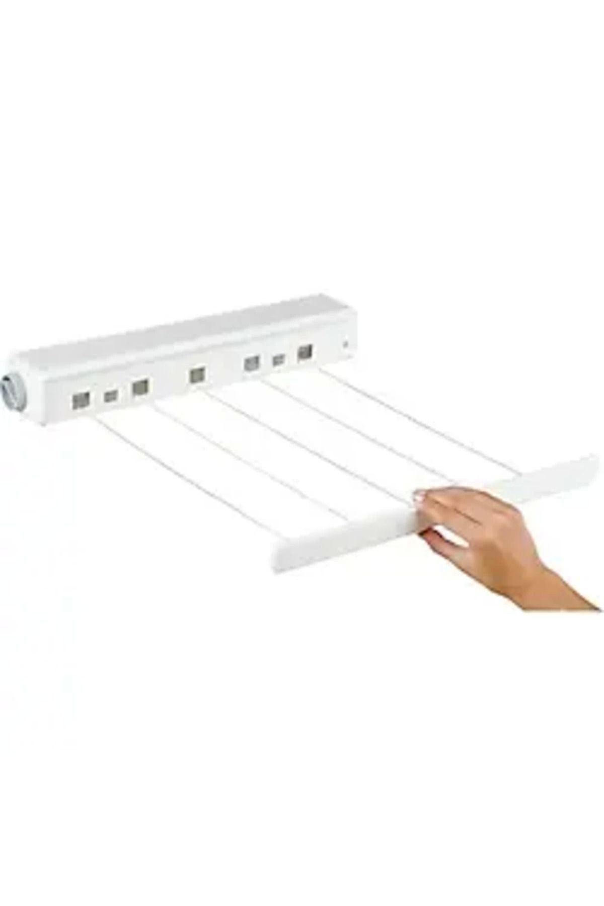 Pamiravm 5 İpli, 4.2 Metre Beyaz Çek As, Otomatik Çamaşir Askisi, Açilir K