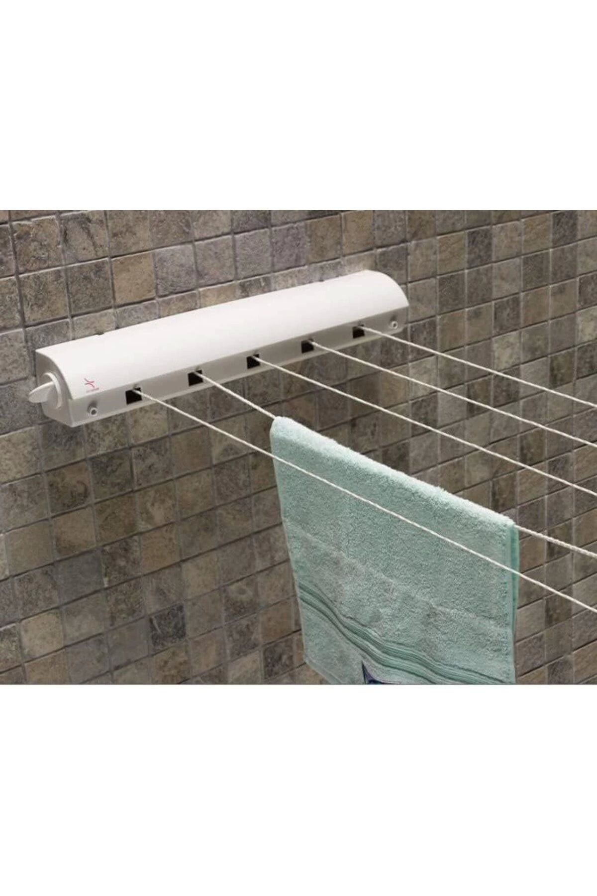 Pamiravm 5 İpli, 4.2 Metre Beyaz Çek As, Otomatik Çamaşir Askisi, Açilir K