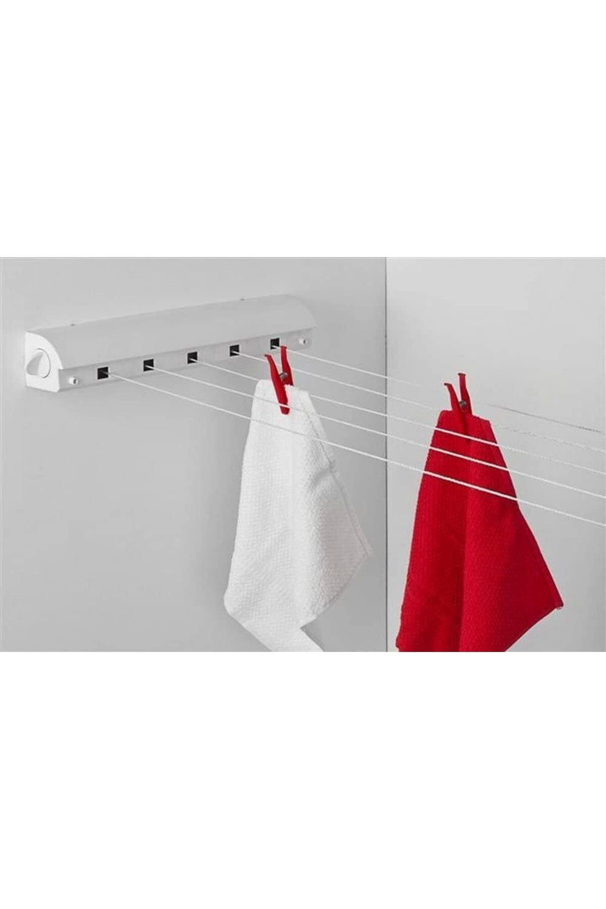 Pamiravm 5 İpli, 4.2 Metre Beyaz Çek As, Otomatik Çamaşir Askisi, Açilir K