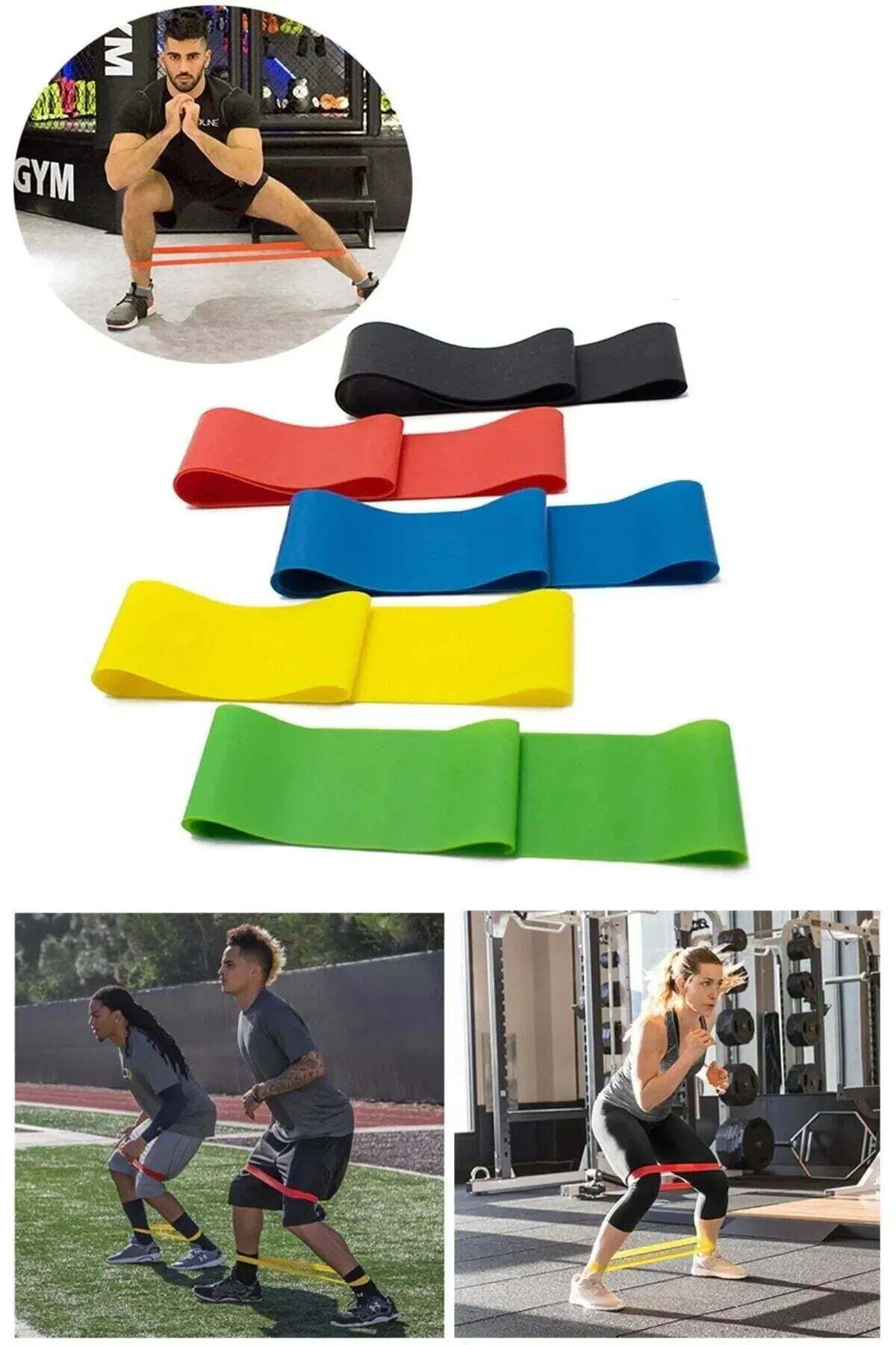 K&A 5 Li Set Aerobik Bandi Fitness Egzersiz Plates Direnç Lastiği Cro