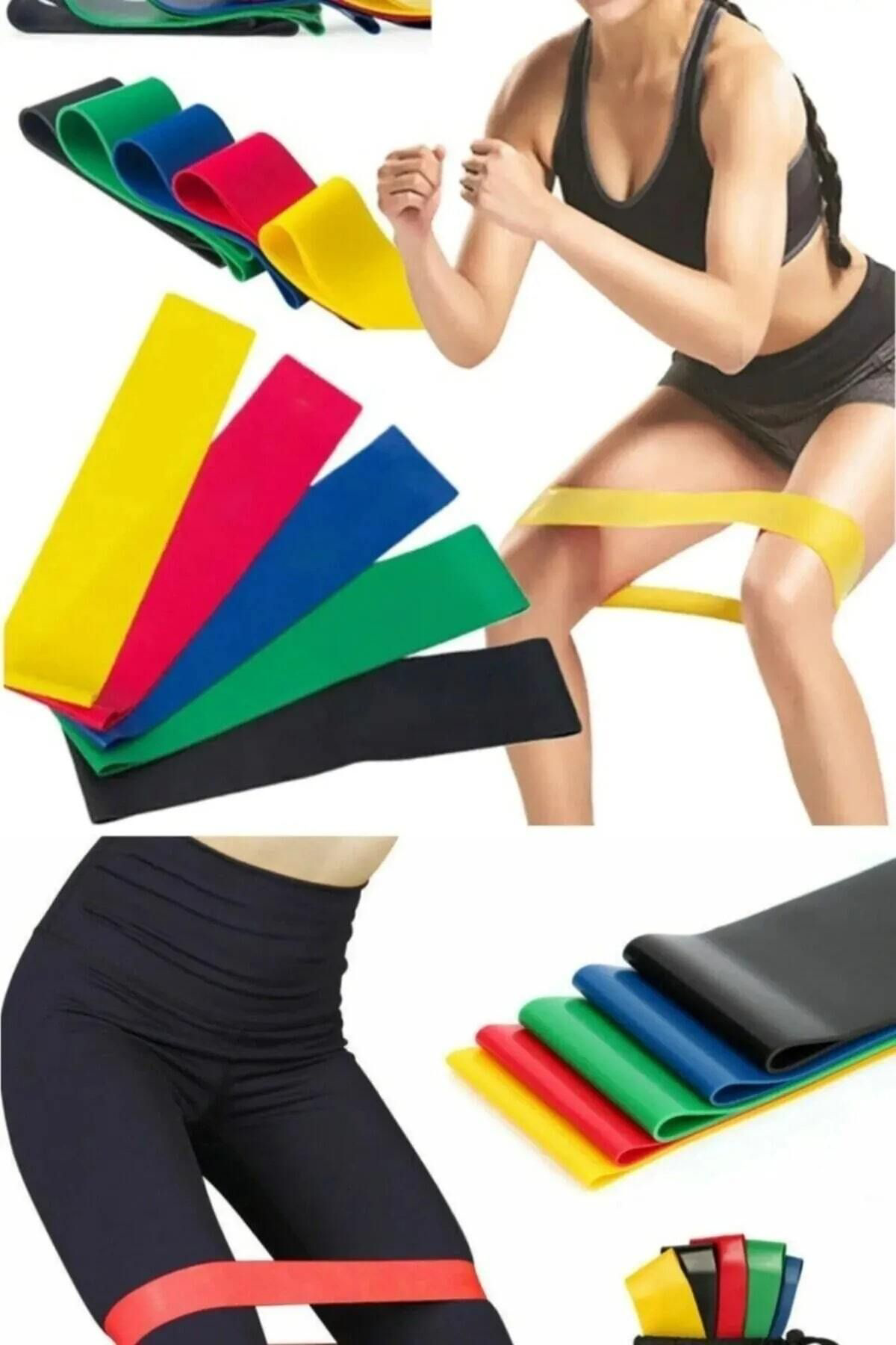 K&A 5 Li Set Aerobik Bandi Fitness Egzersiz Plates Direnç Lastiği Cro