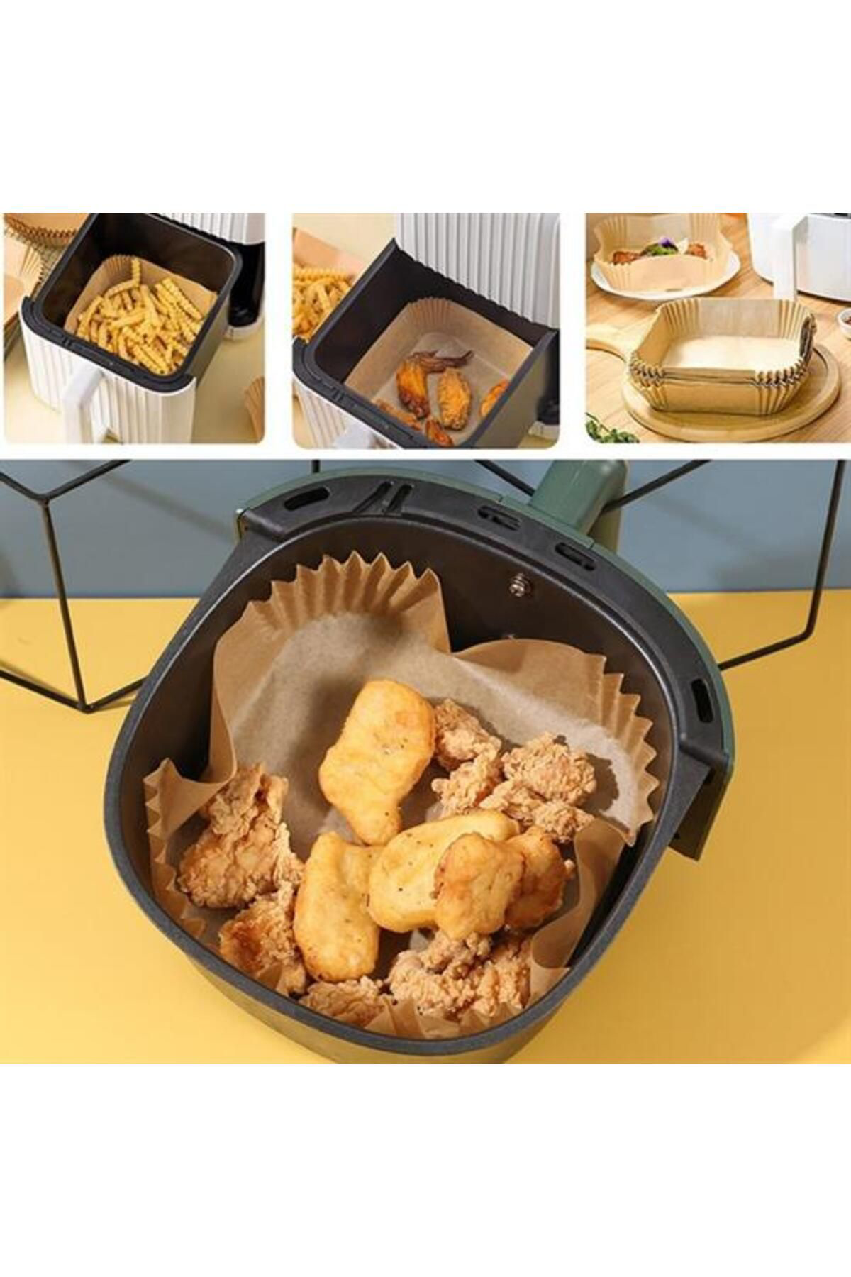Ok Aksesuar 50 Adet Air Fryer Pişirme Kağidi Tek Kullanimlik Yağ Geçirmez Yap