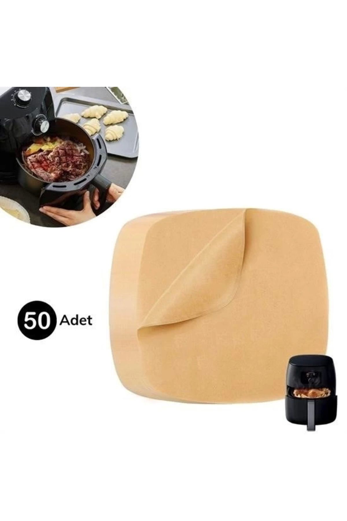 Yusuftex 50 Adet Air Fryer Pişirme Kağidi Tek Kullanimlik Yağ Su Geçirmez