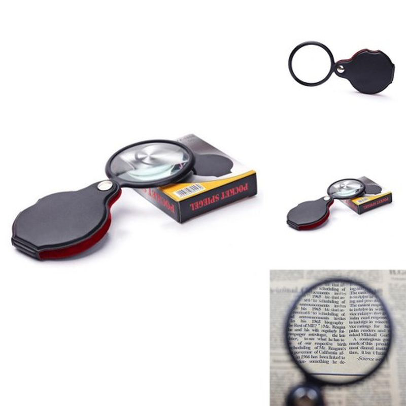 Evimdeyokyok 5X 60Mm Cam Optik Lens Katlabilir Deri Kaplamali Cep Büyüteç Xx10