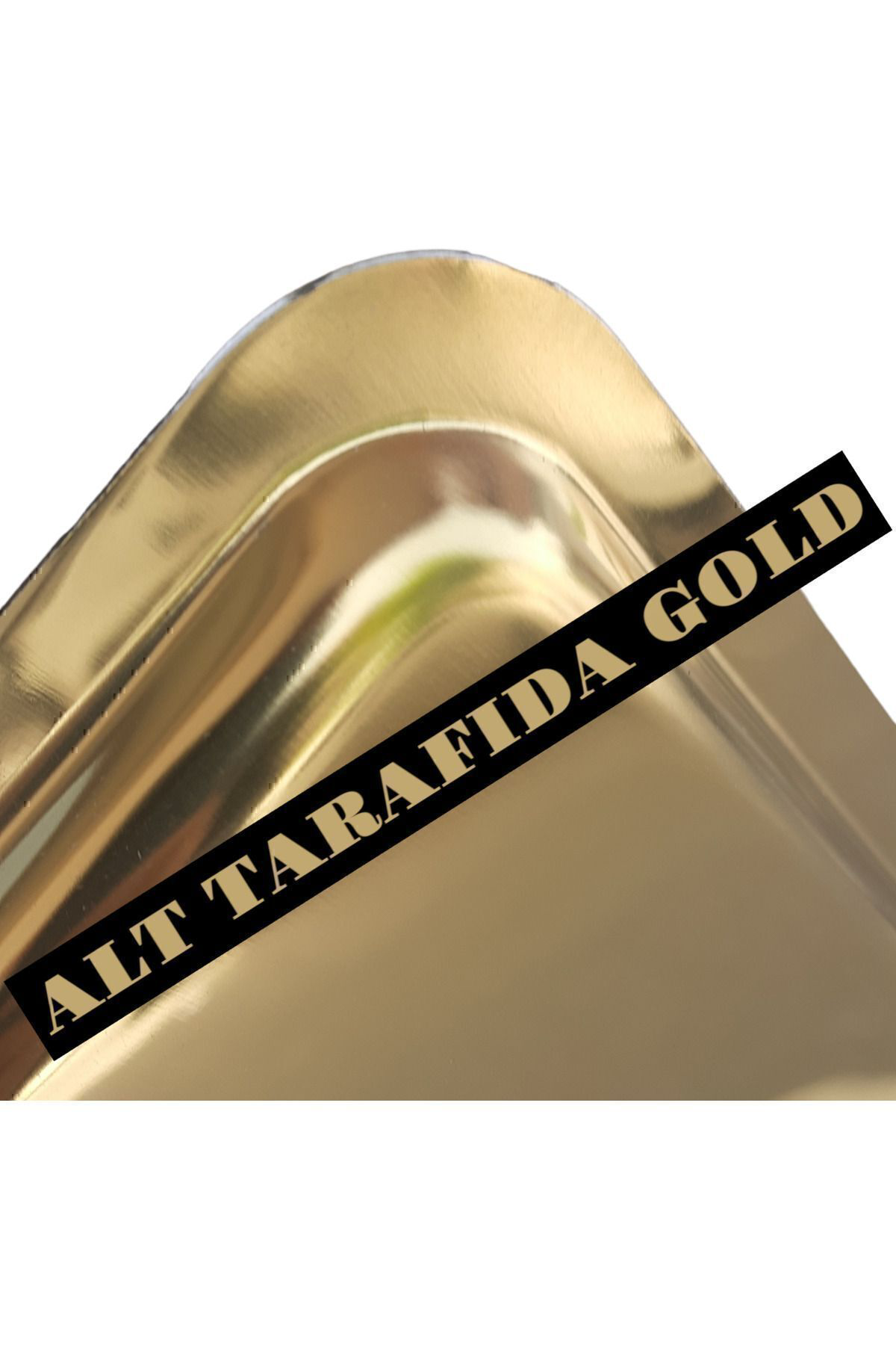 Abant 6 Adet Gold Altin Kare Paslanmaz Çelik Kahve Servis Sunum Tepsi (