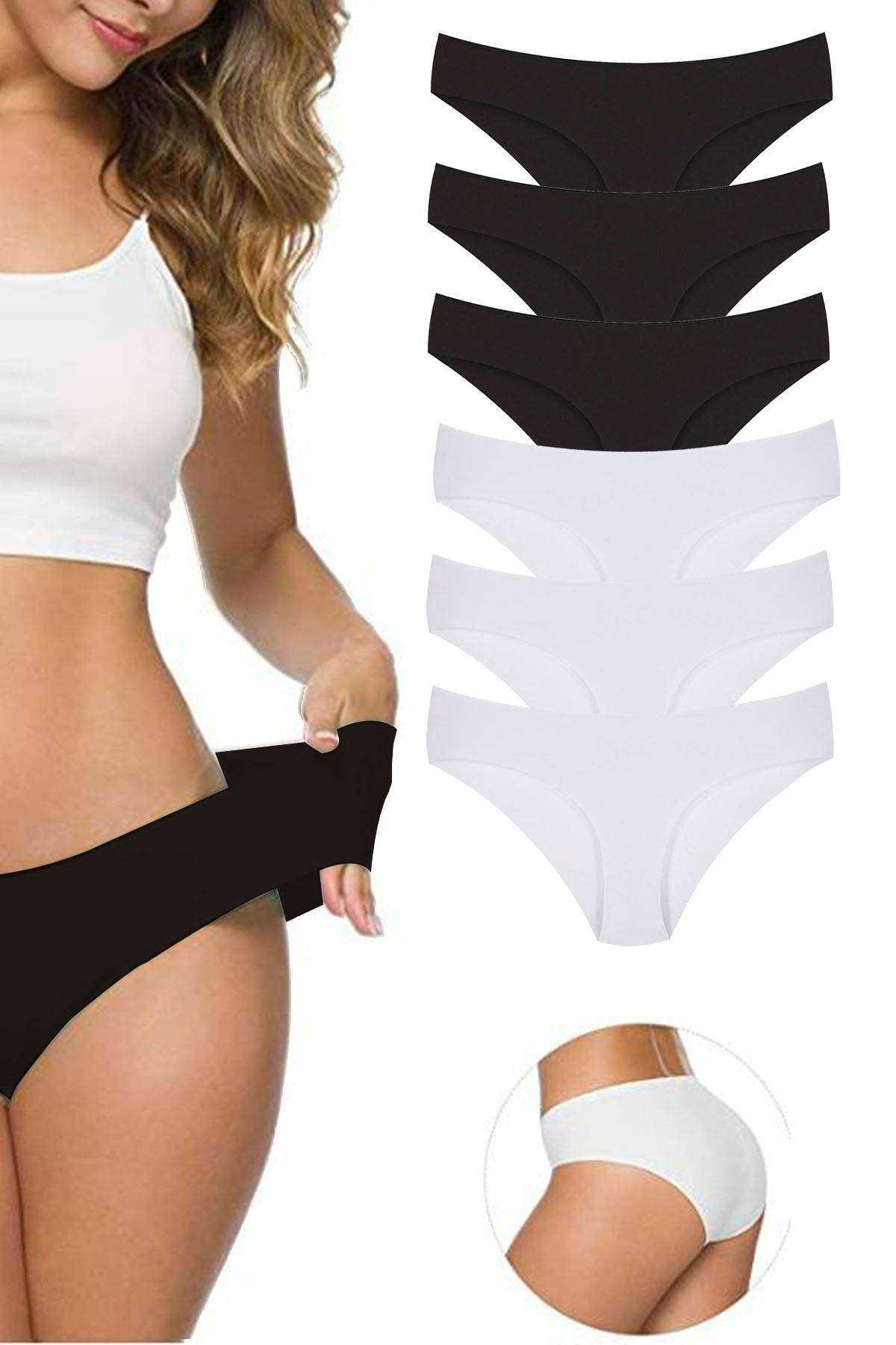 Just Cheap Store 6 Adet Kadin Dikişsiz Lazer Kesim Esnek İz Yapmayan Külot S1