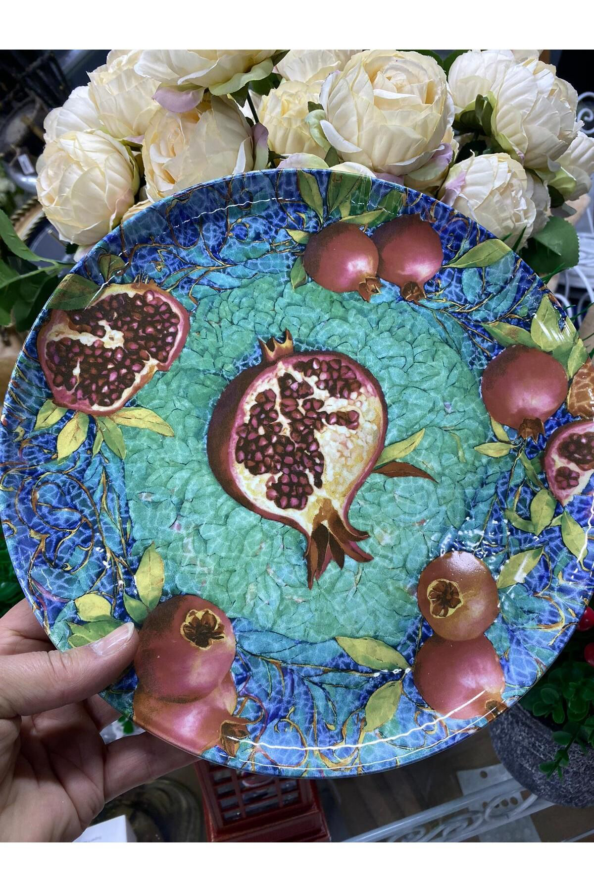 Elif Aksesuar 6 Li Nar Desenli Porselen Servis Tabaği 26 Cm
