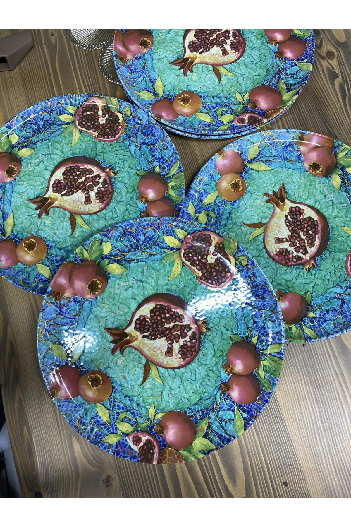 Elif Aksesuar 6 Li Nar Desenli Porselen Servis Tabaği 26 Cm