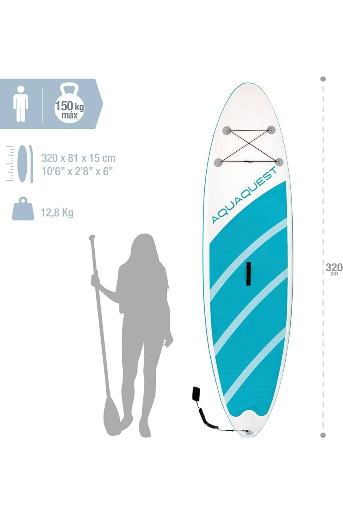 İntex 68242 Aqua Quest 320 Sup Paddle Board Seti 320X81x15cm (Sup Paddl