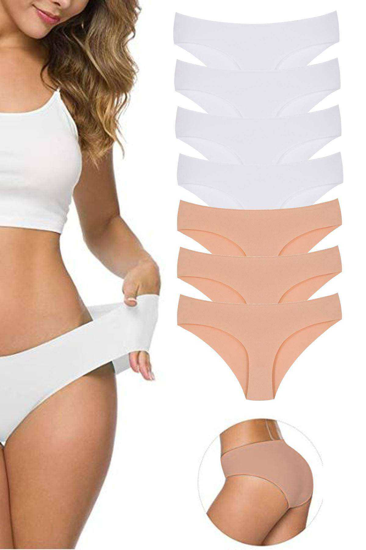 Just Cheap Store 7 Adet Kadin Dikişsiz Lazer Kesim Esnek İz Yapmayan Külot S3