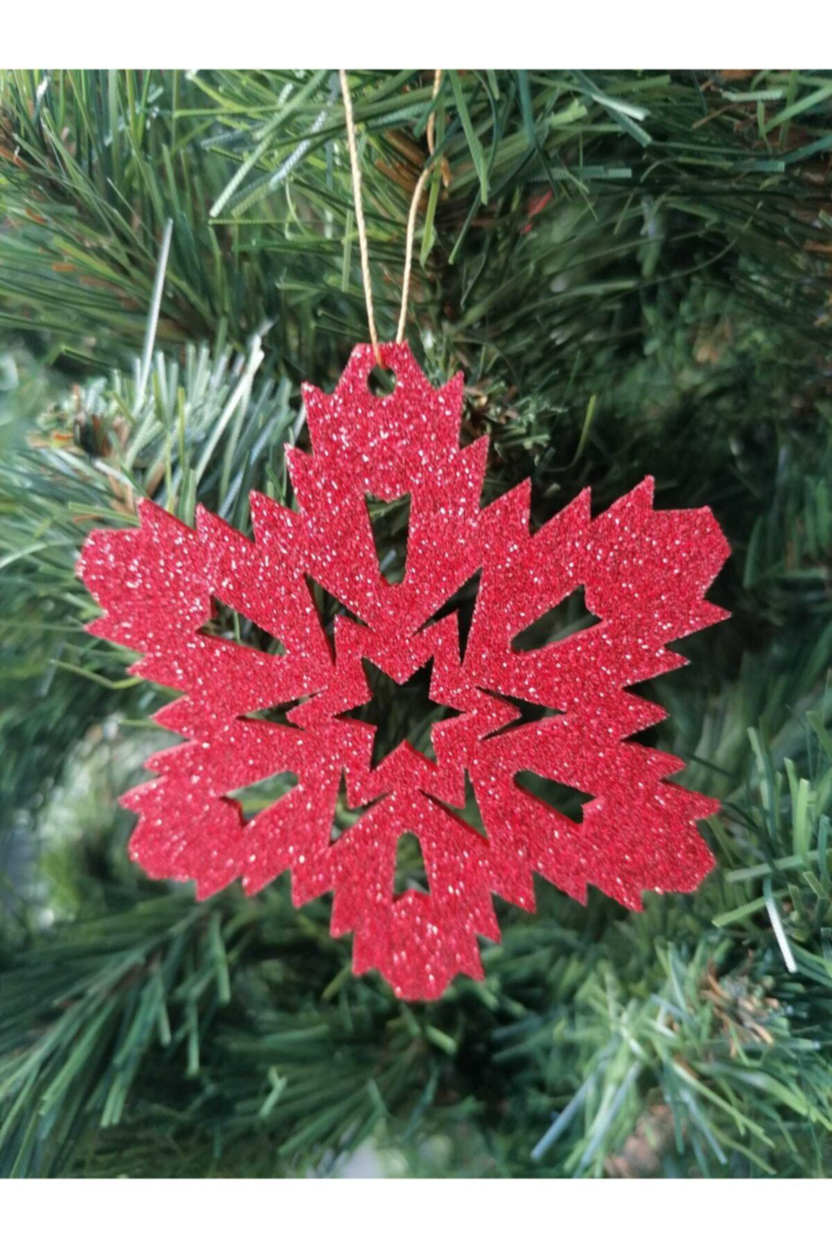 Leylaser 7 Farkli Renkte Kar Tanesi Simli Eva Ağaç Ve Hediye Süsü 8 X 8 Cm
