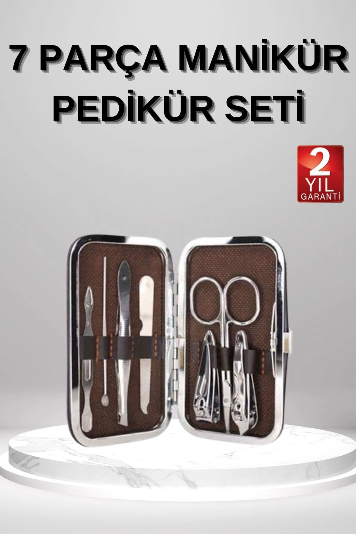 Yusuftex 7 Parça Manikür Pedikür Seti El Ayak Bakimi Çantali Paslanmaz Çel