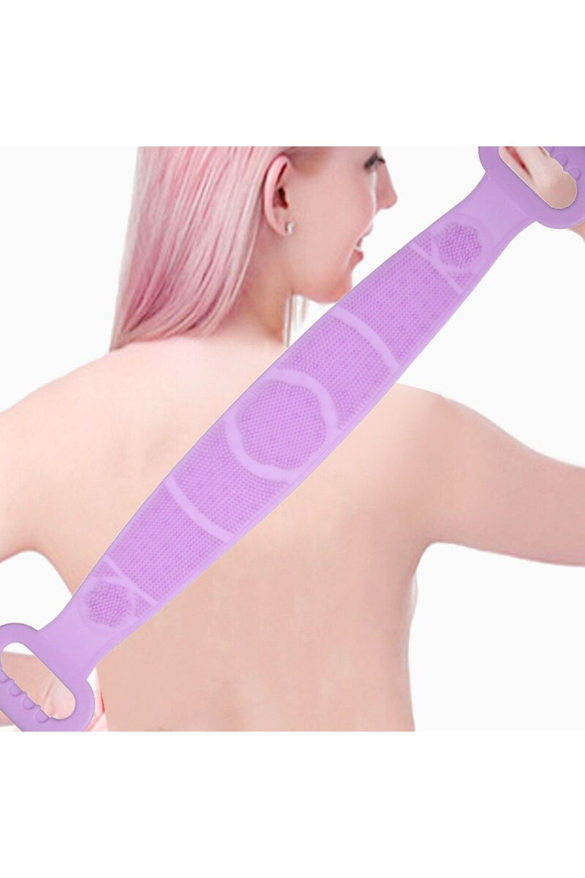 Ok Aksesuar 70 Cm Çift Tarafli Sirt Kesesi -Silikon Duş Kesesi - Peeling Bany