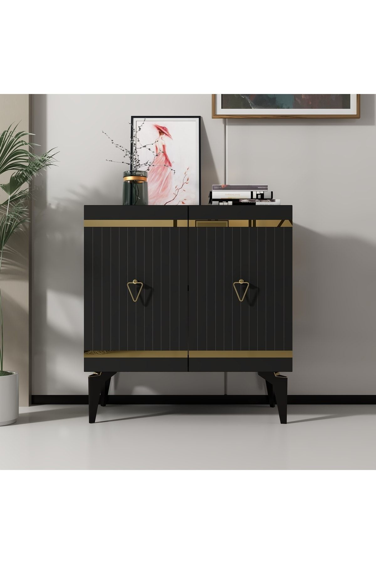 Cantek Dizayn 75 Cm Yumy Konsol-Çok Amaçli Dolap Antrasit-Altin