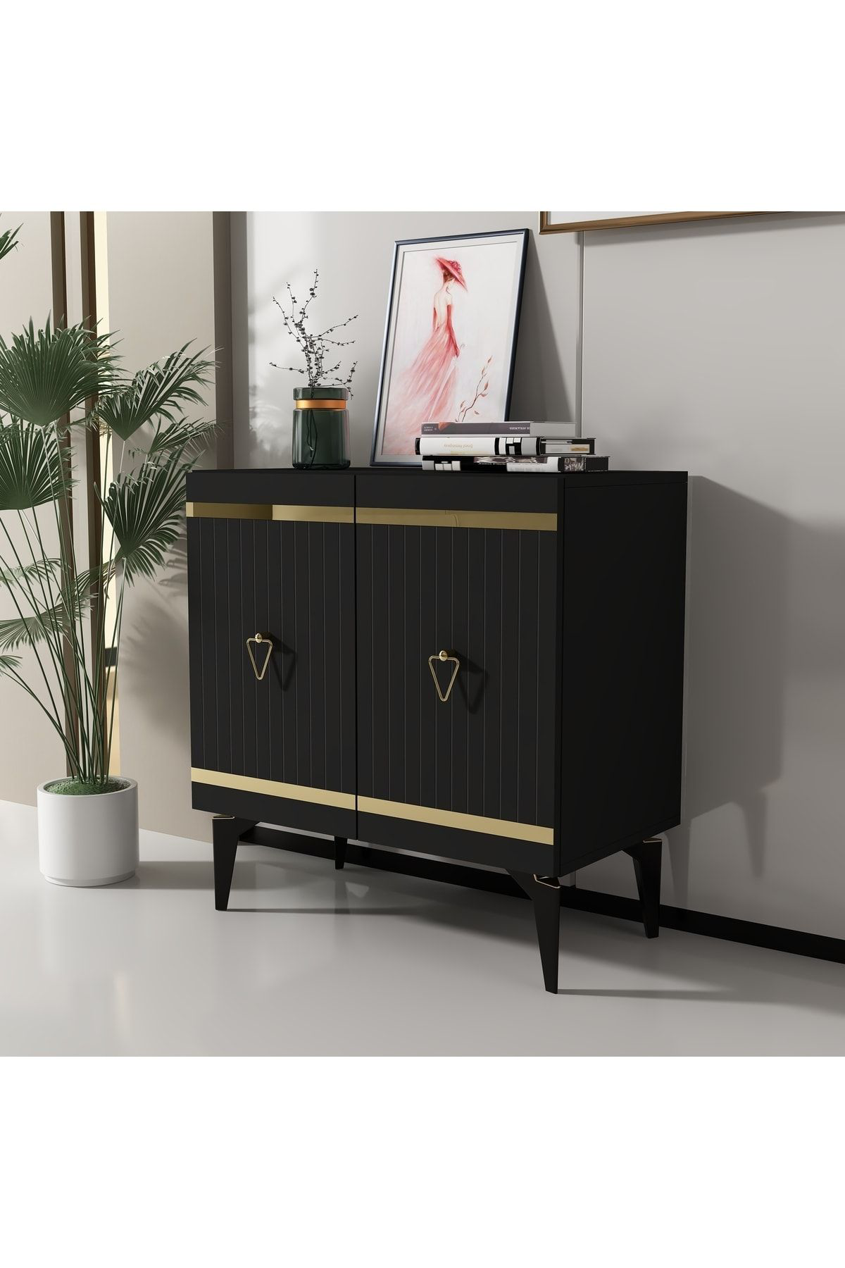 Cantek Dizayn 75 Cm Yumy Konsol-Çok Amaçli Dolap Antrasit-Altin