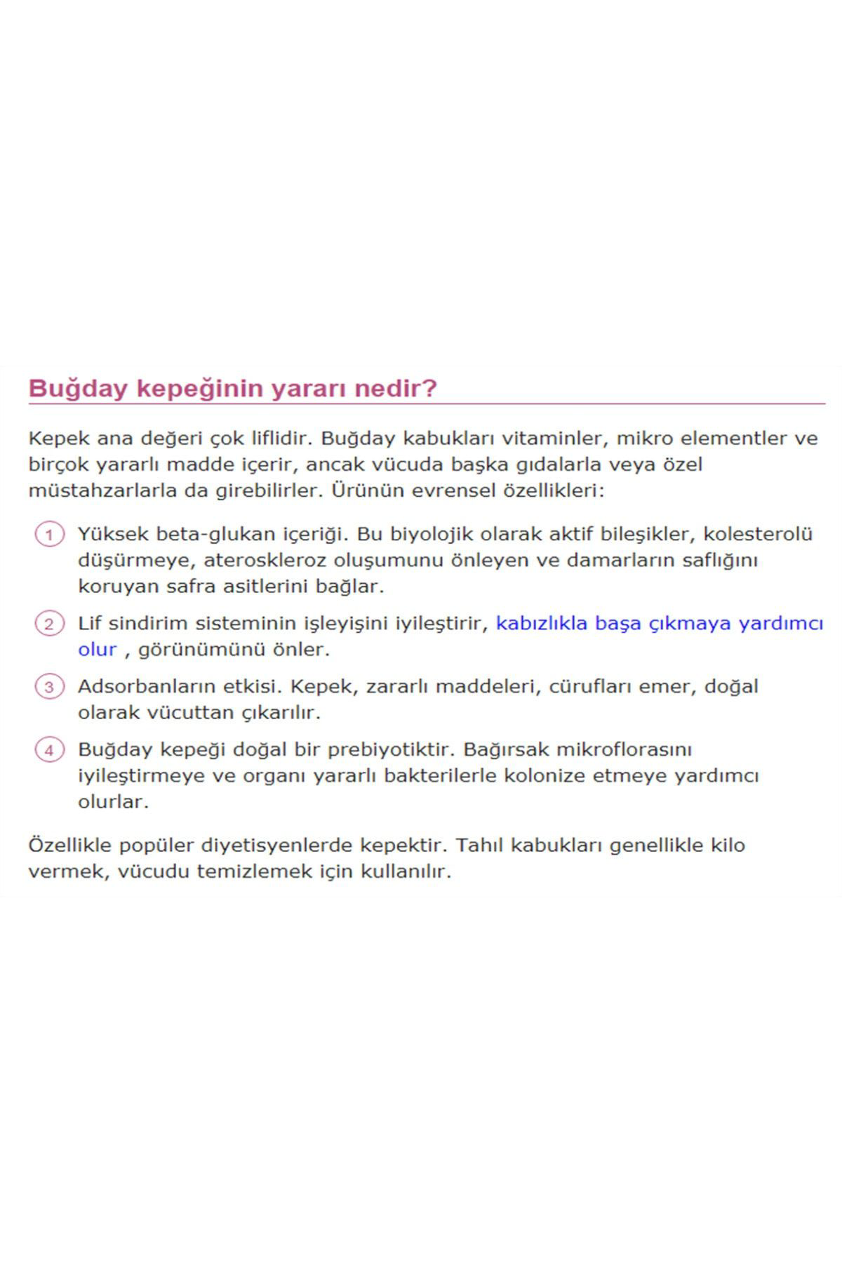 Organik Taşdeğirmen 750 Gr Buğday Kepeği Doğal Katkisiz Lifli Buğday Kepeği