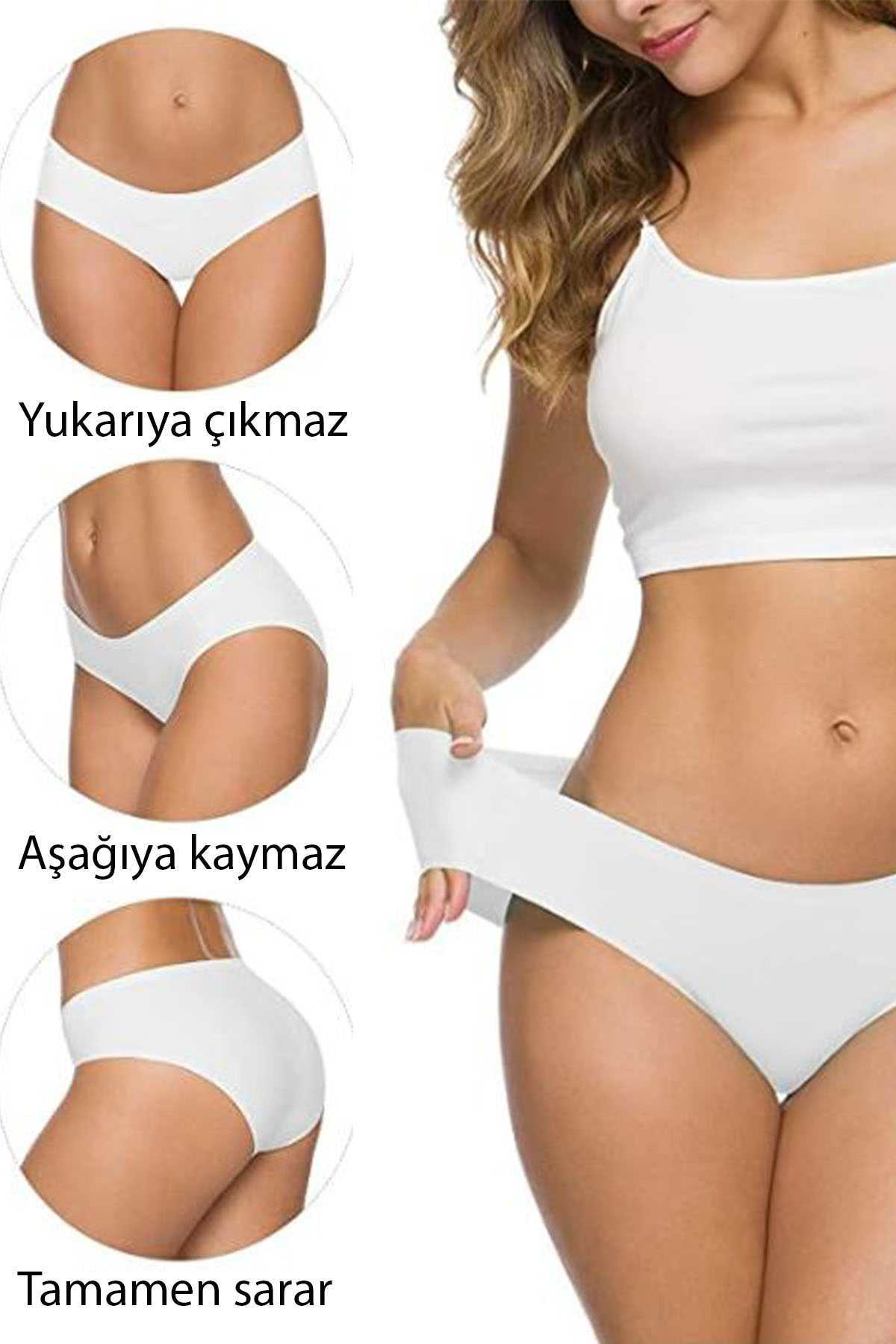 Just Cheap Store 8 Adet Kadin Dikişsiz Lazer Kesim Esnek İz Yapmayan Külot S3
