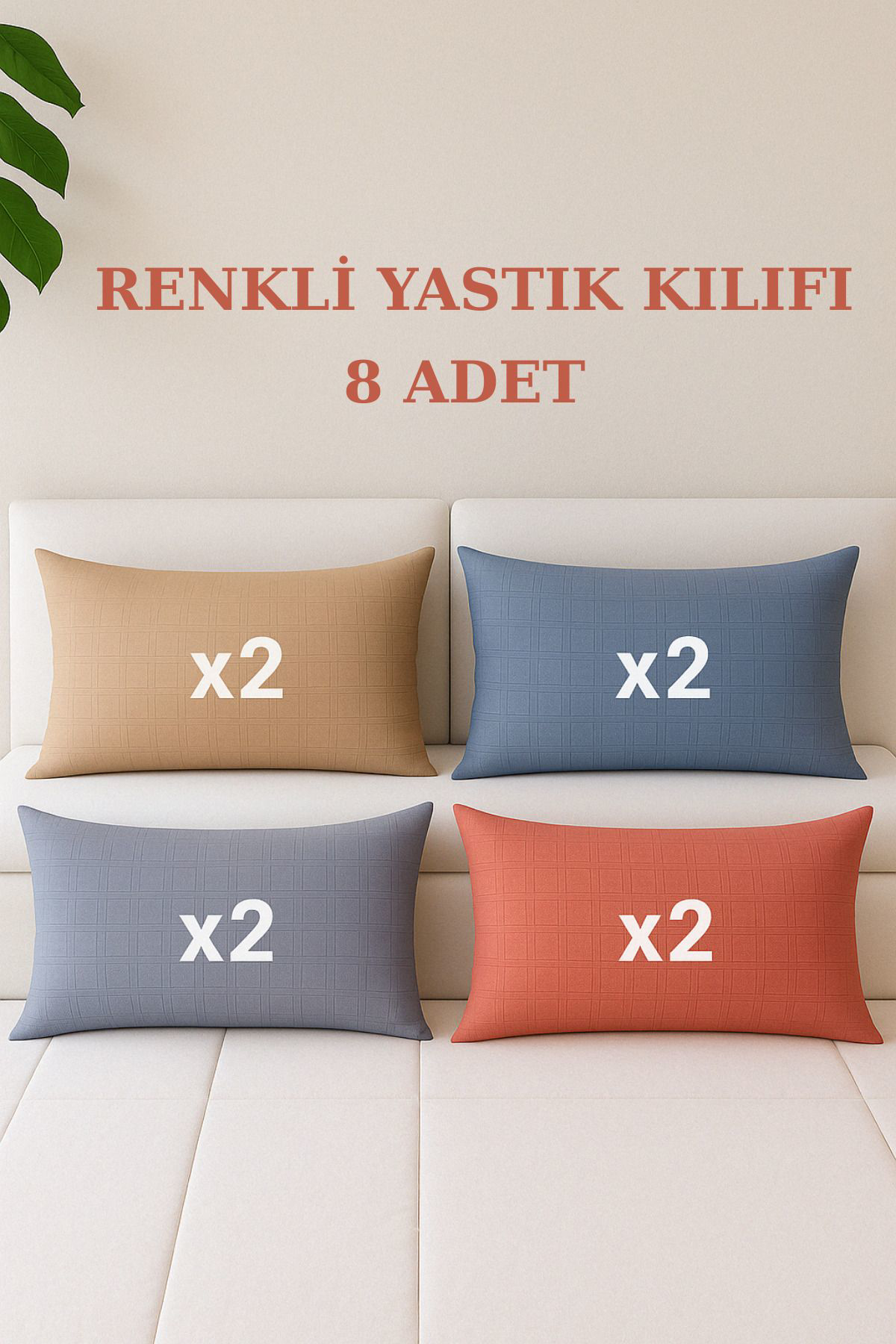 Formeya 8 Adet Kapakli 4 Farkli Renk Yastik Kilifi