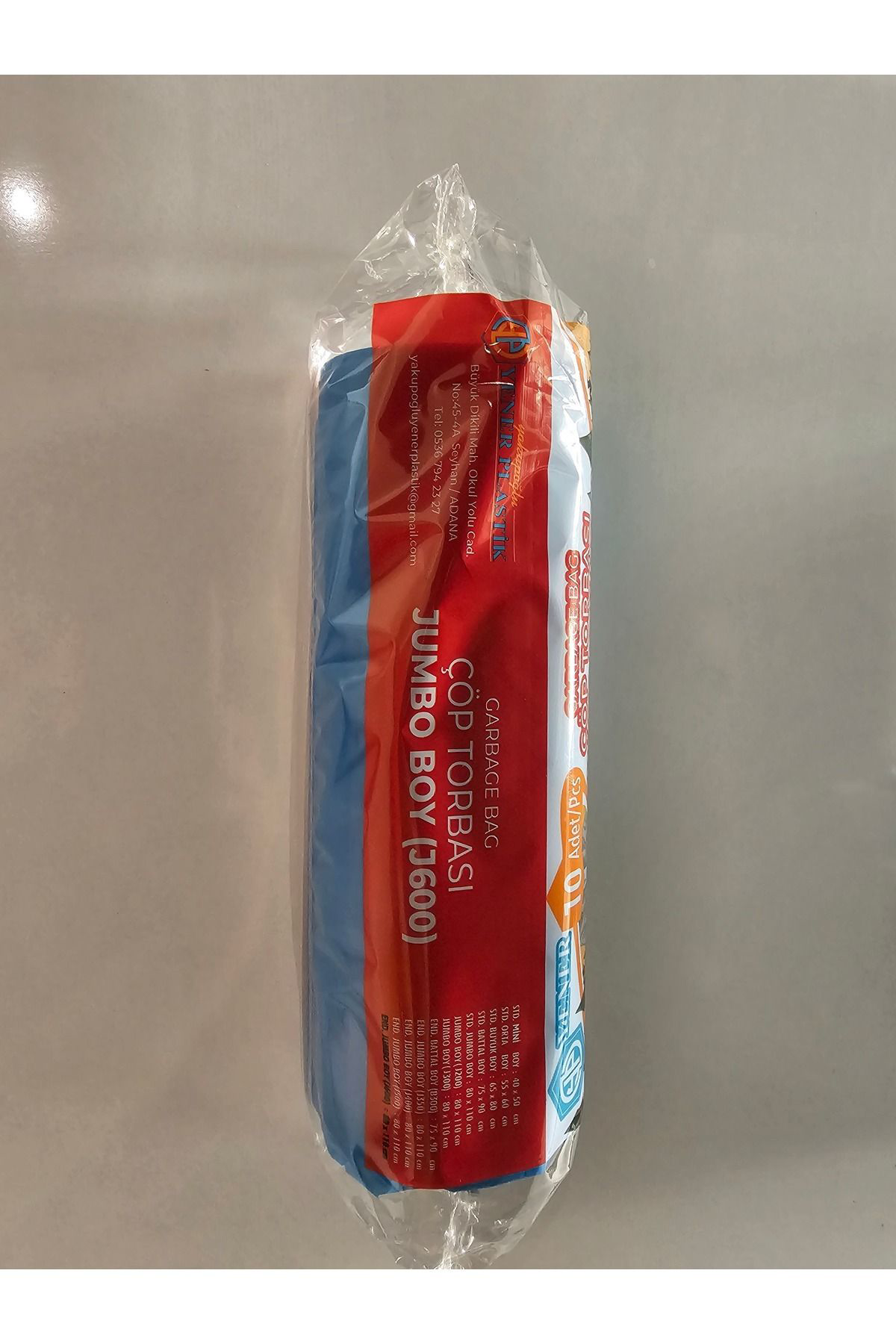Yener Plastik 80×110 J600 Jumbo Boy Mavi Çöp Torbasi 5 Rulo