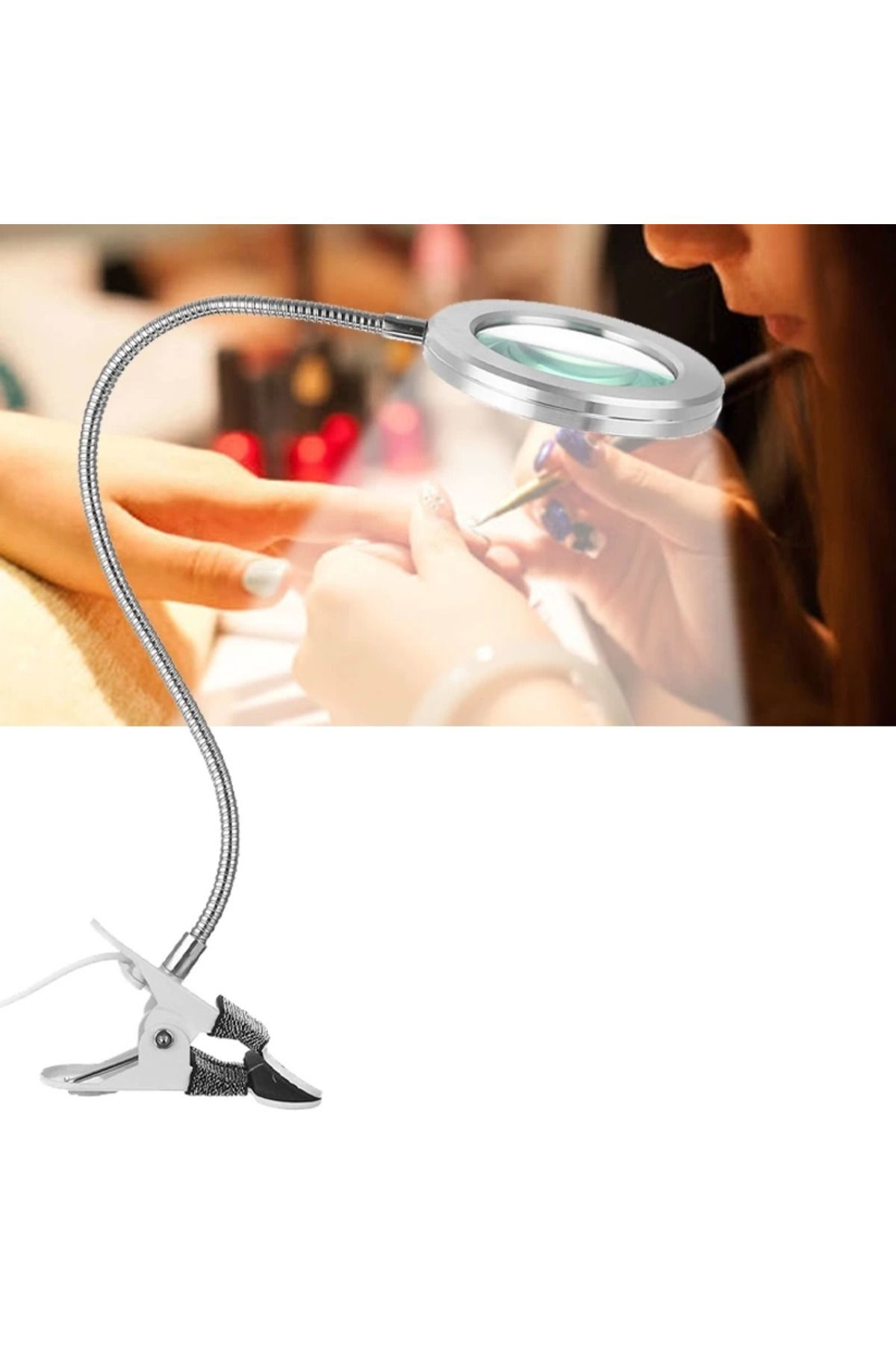 Yusuftex -8X Büyütmeli Mandalli, Usb Girişli Masa Lambali, Okuma Ve Güzell