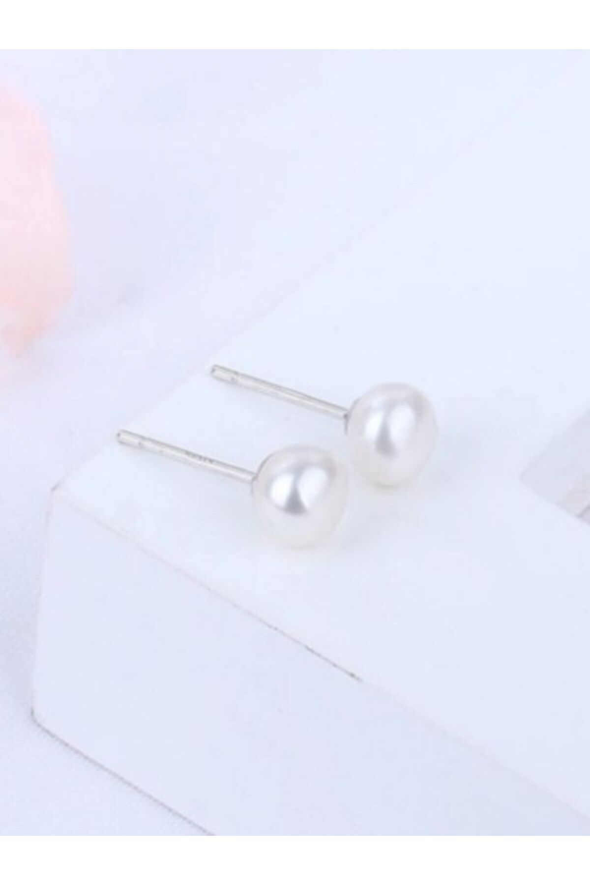 Eyelashes Silver 925 Ayar Gümüş 8Mm İnci Küpe