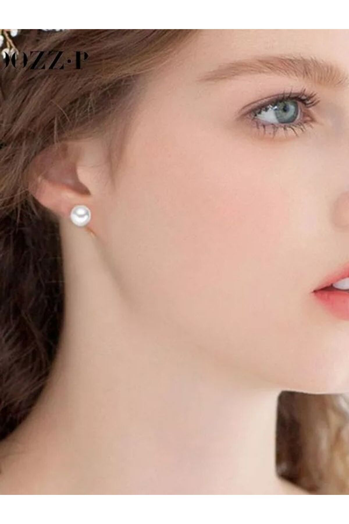 Eyelashes Silver 925 Ayar Gümüş 8Mm İnci Küpe
