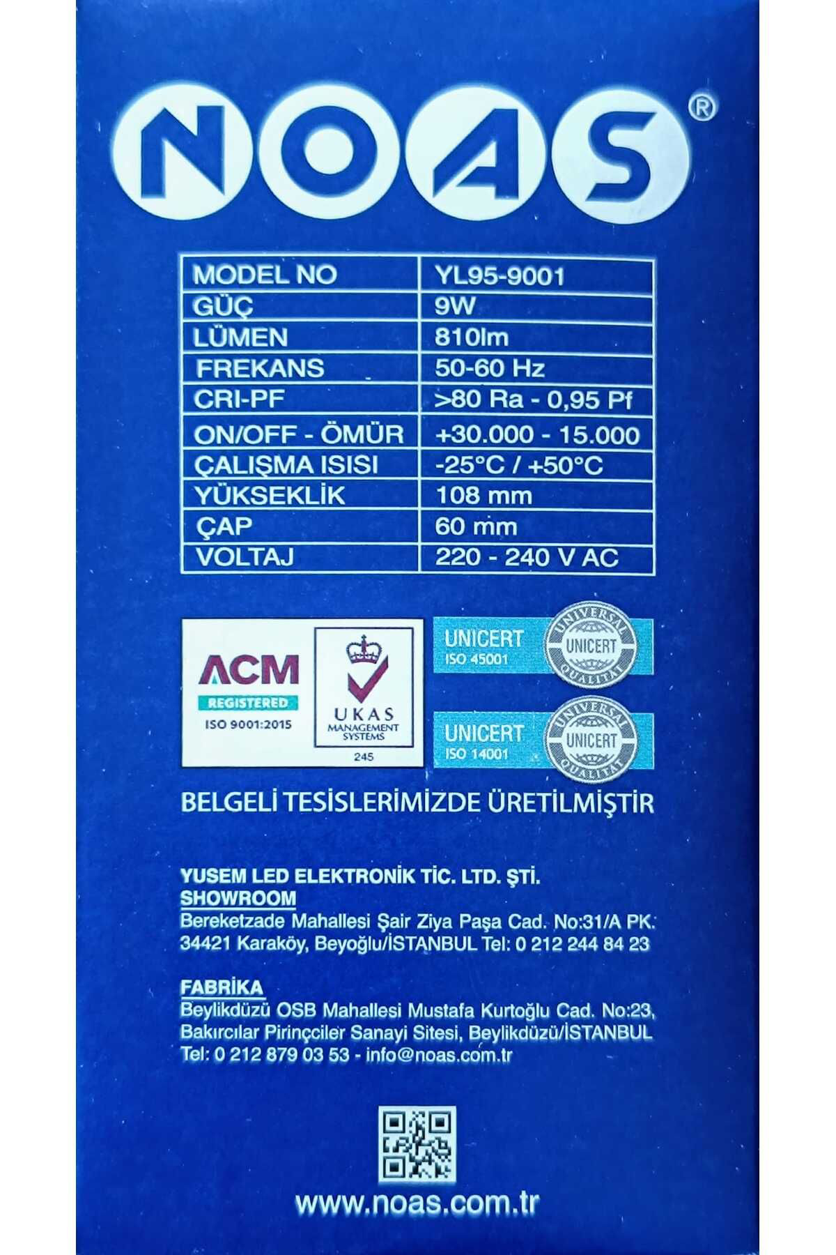 Noas 9W  Ampül